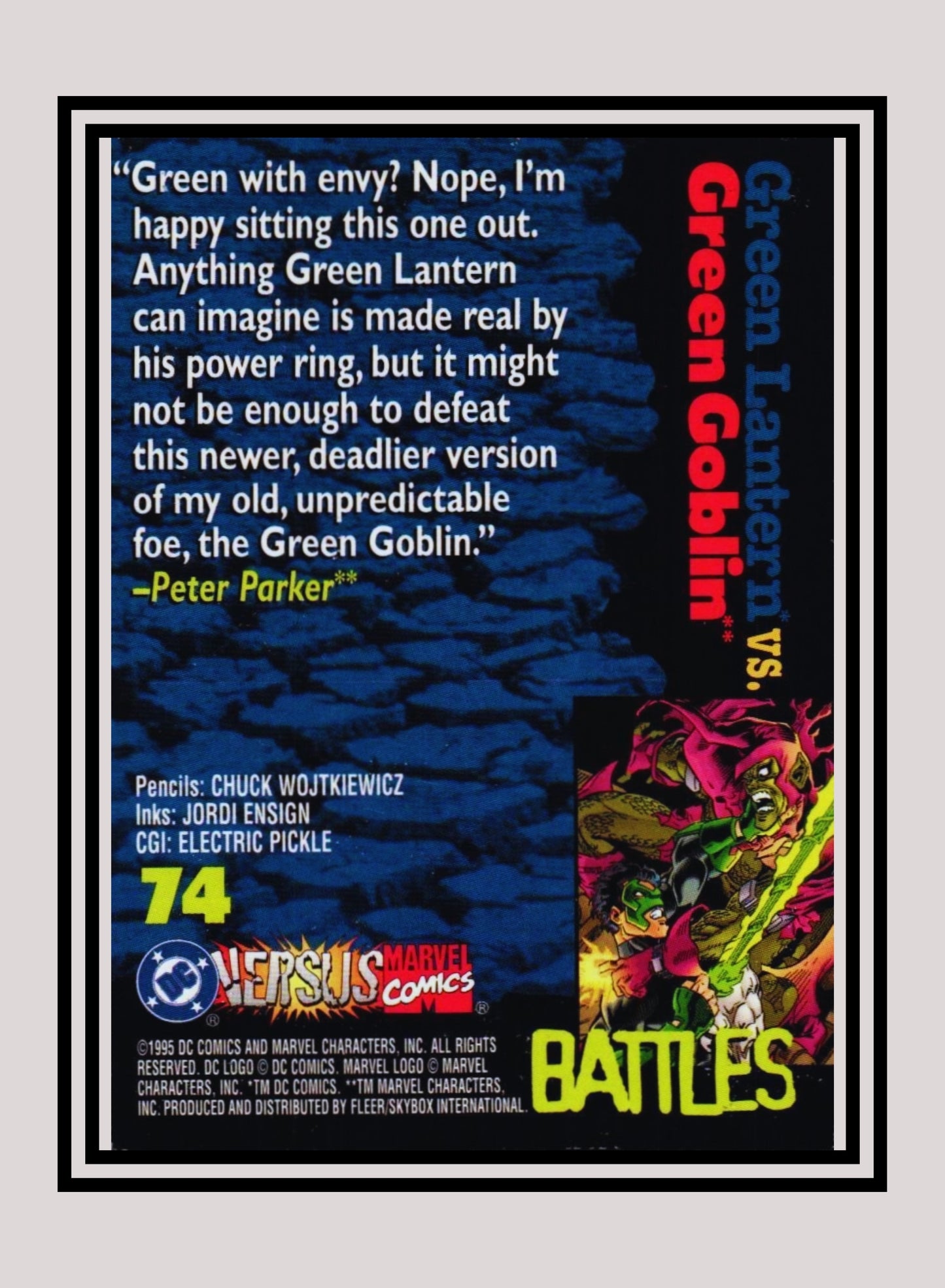 Marvel! 1x Green Lantern vs. Green Goblin - Base (#074 - 1995 Fleer DC vs. Marvel Comics)