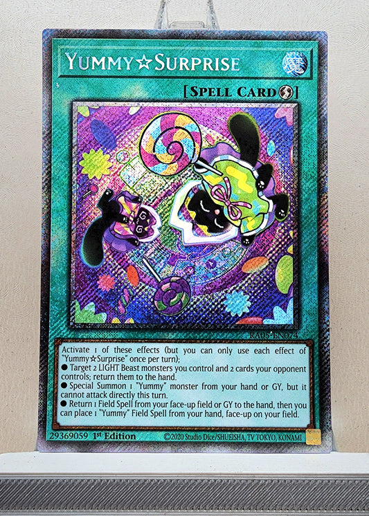 Yugioh! 1x Yummy☆Surprise (RA05 - Platinum Secret Rare) 1st Edition