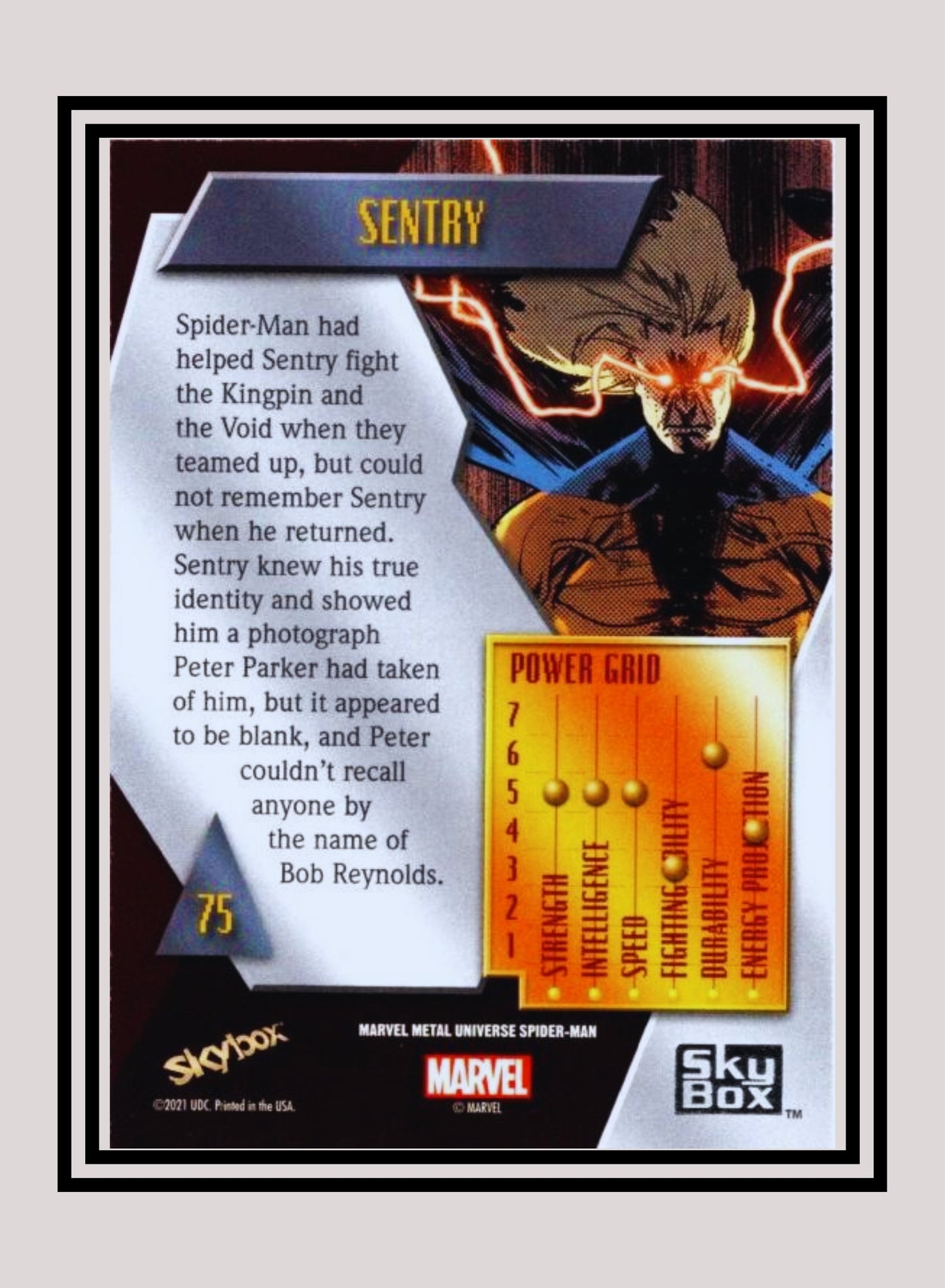 Marvel! 1x Sentry - Base Low Series (#075 - 2021 Upper Deck Spiderman Metal Universe)