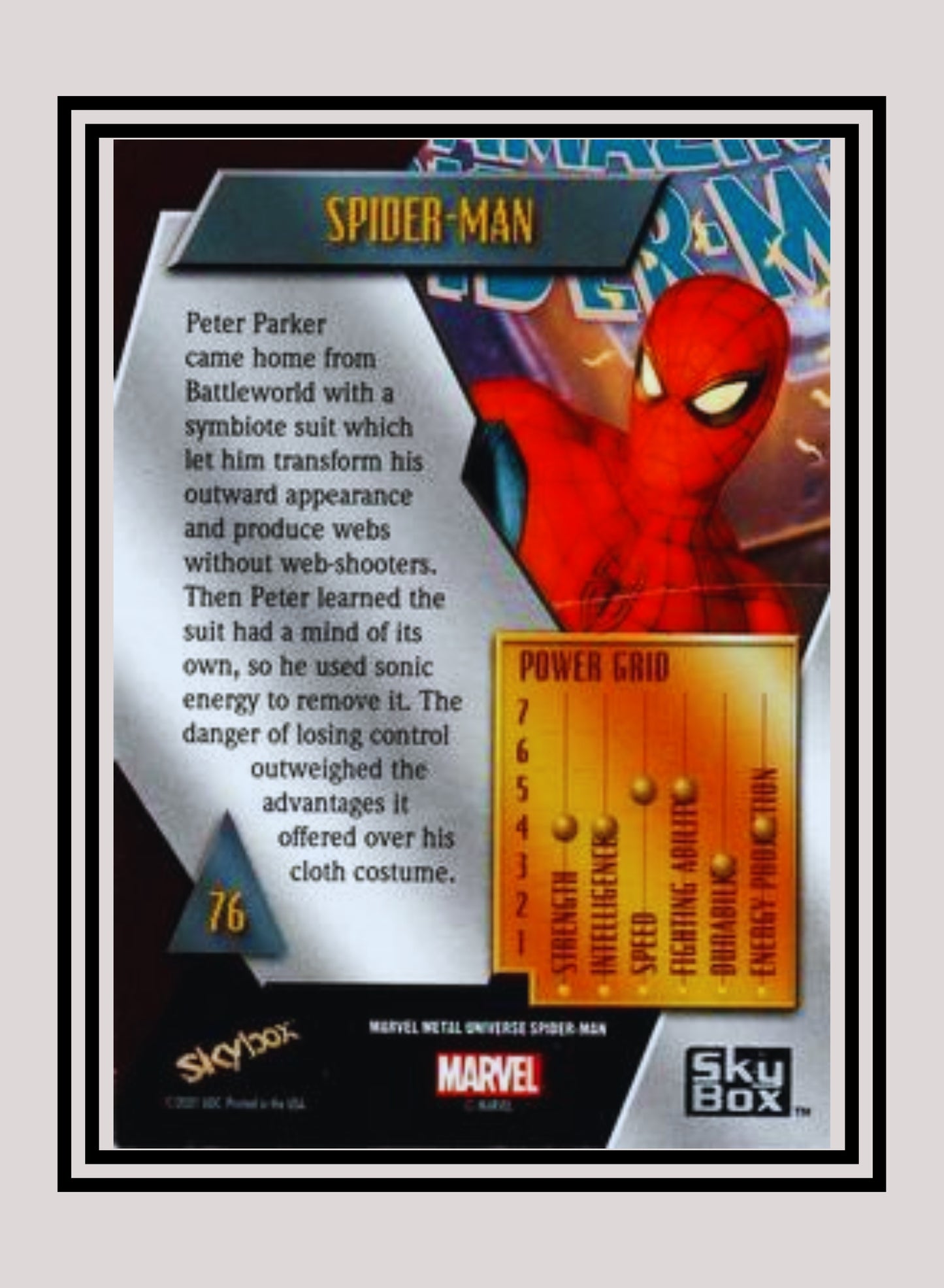 Marvel! 1x Spiderman - Base Low Series (#076 - 2021 Upper Deck Spiderman Metal Universe)