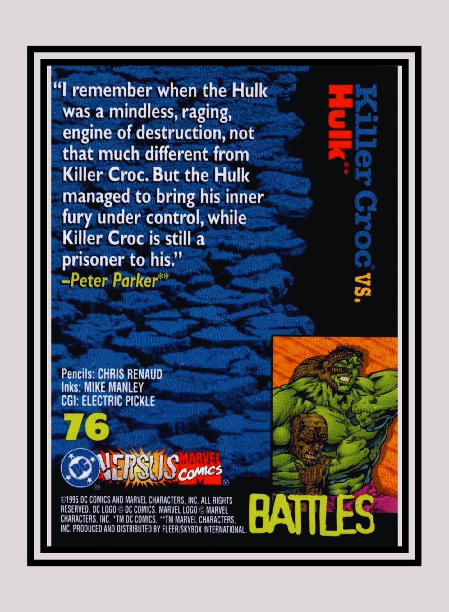 Marvel! 1x Killer Croc vs. Hulk - Base (#076 - 1995 Fleer DC vs. Marvel Comics)
