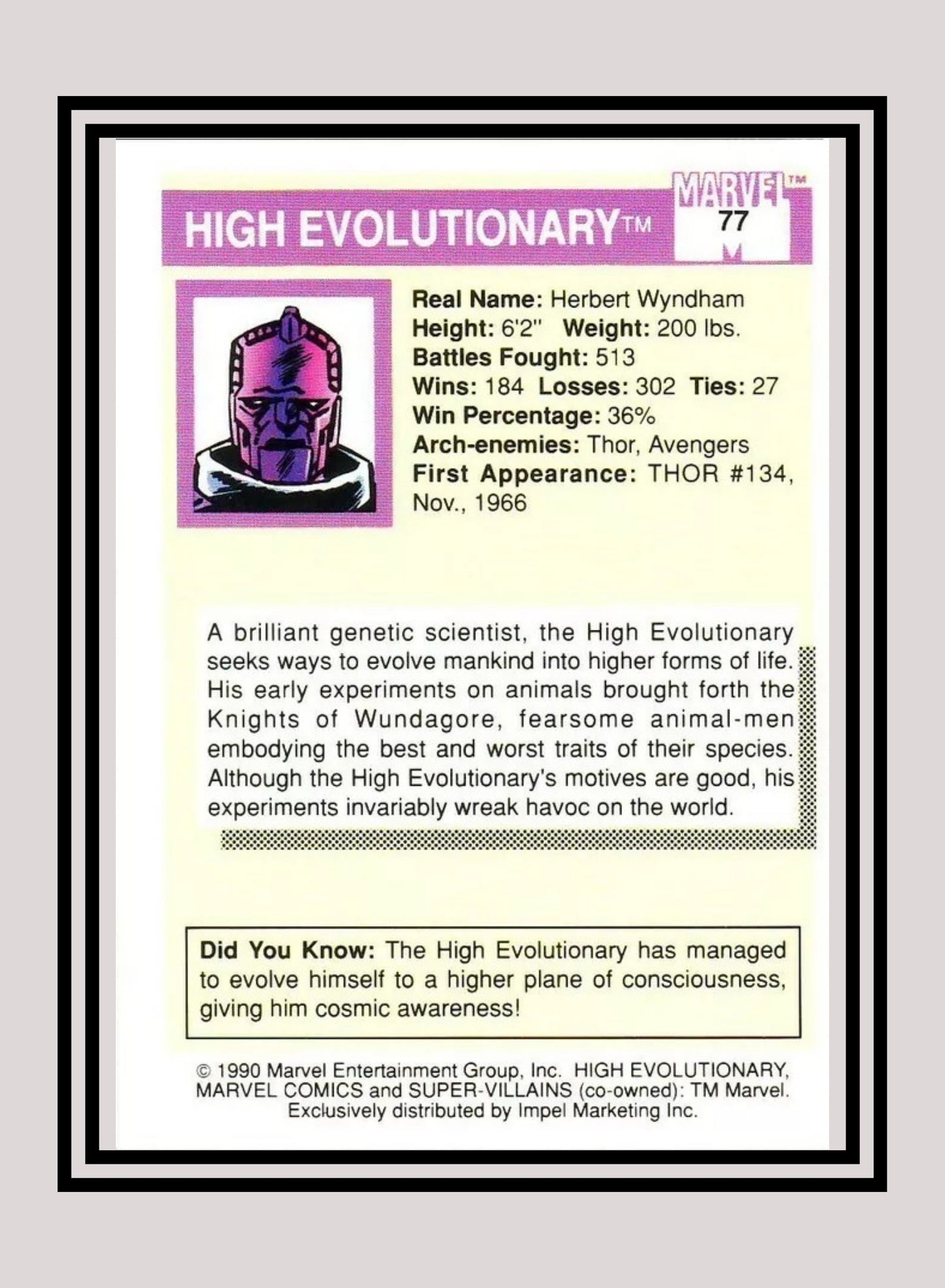 Marvel! 1x High Evolutionary - Base (#077 - 1990 Impel Marvel Universe Series I)