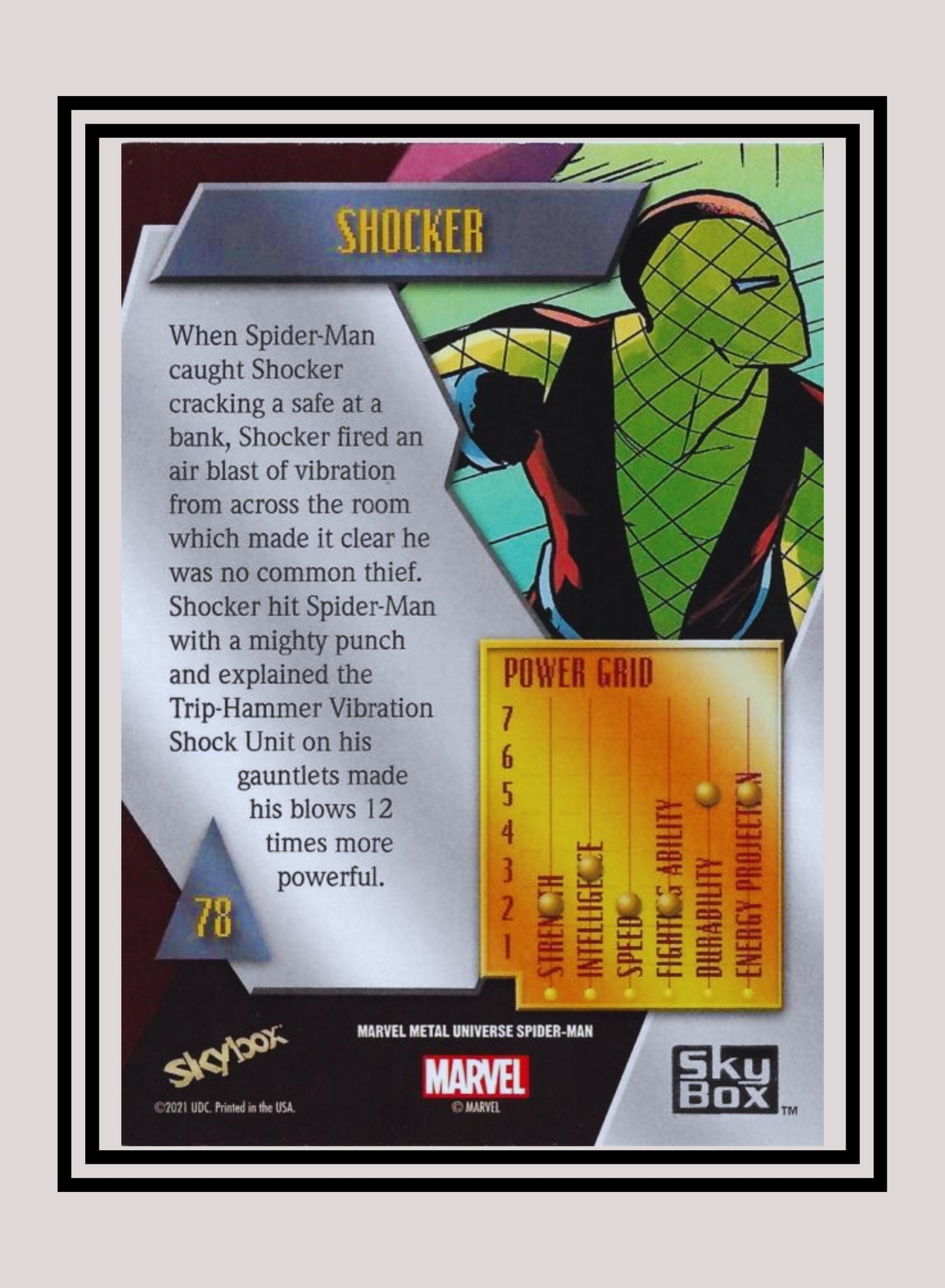 Marvel! 1x Shocker - Base Low Series (#078 - 2021 Upper Deck Spiderman Metal Universe)