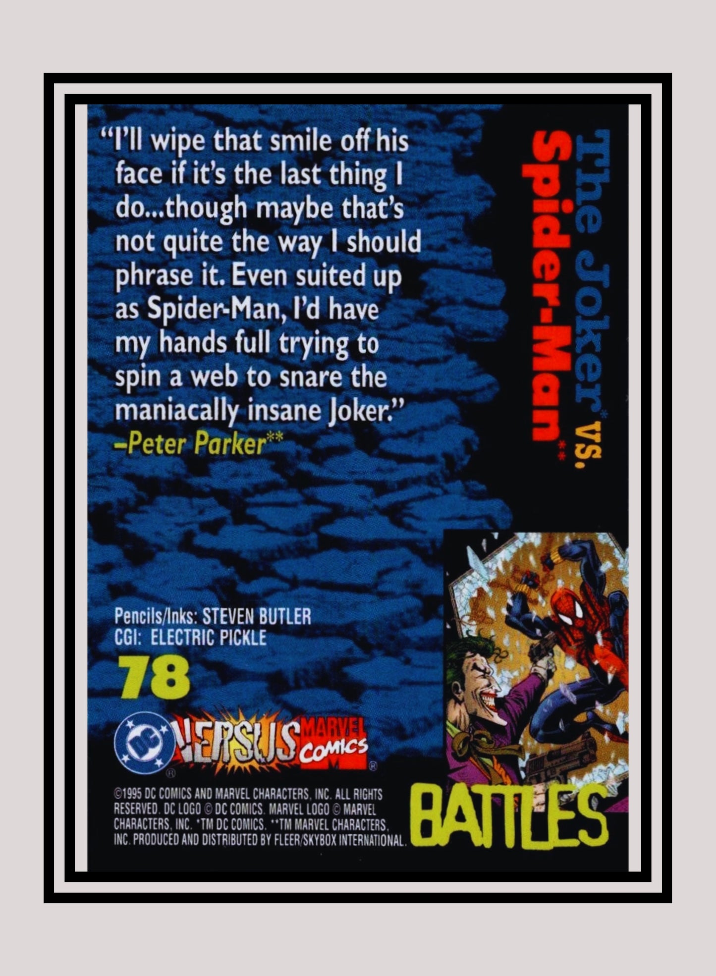 Marvel! 1x The Joker vs. Spiderman - Base (#078 - 1995 Fleer DC vs. Marvel Comics)