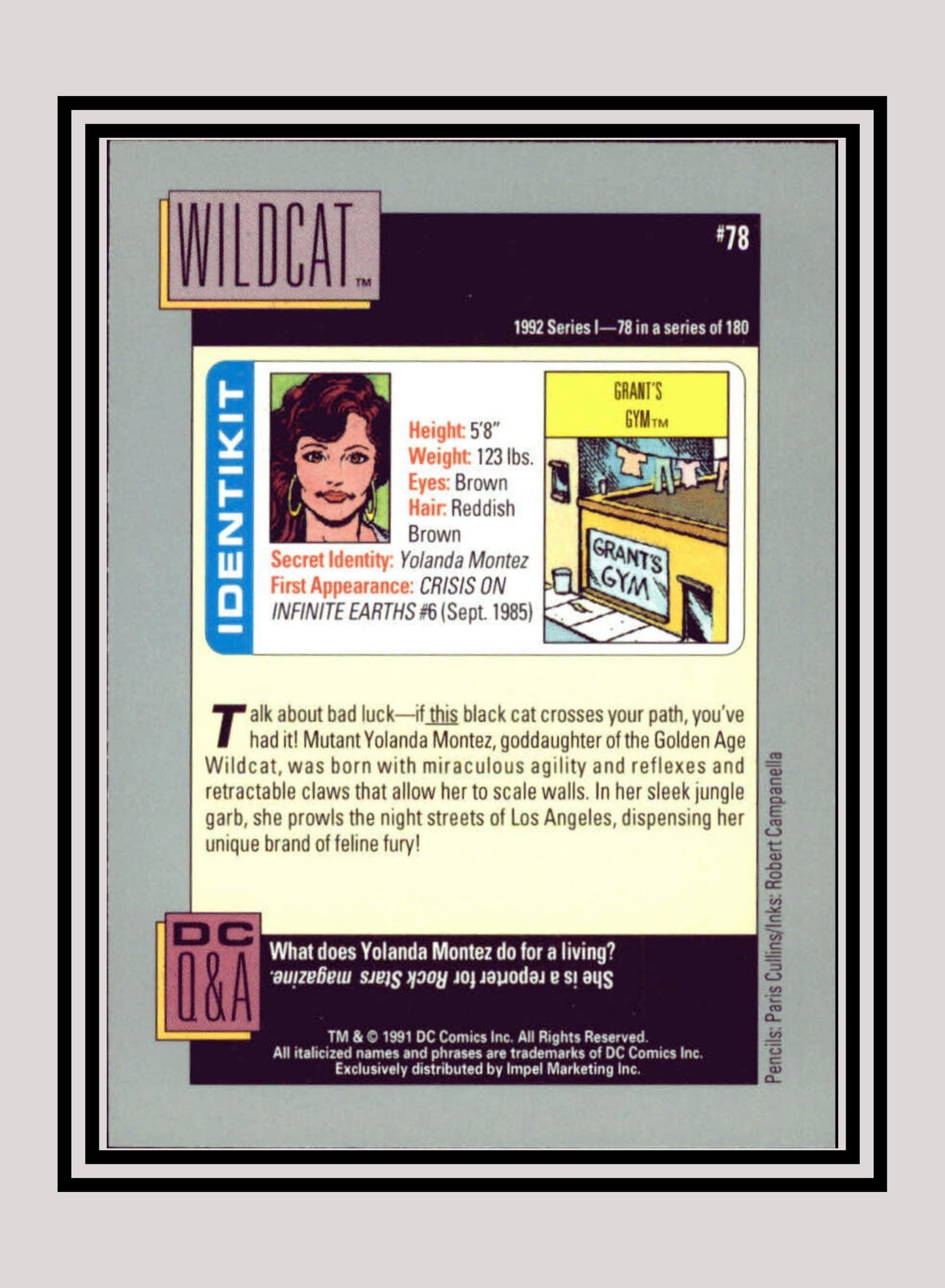 DC! 1x Wildcat - Base (#078 - 1991 Impel DC Cosmic Cards)