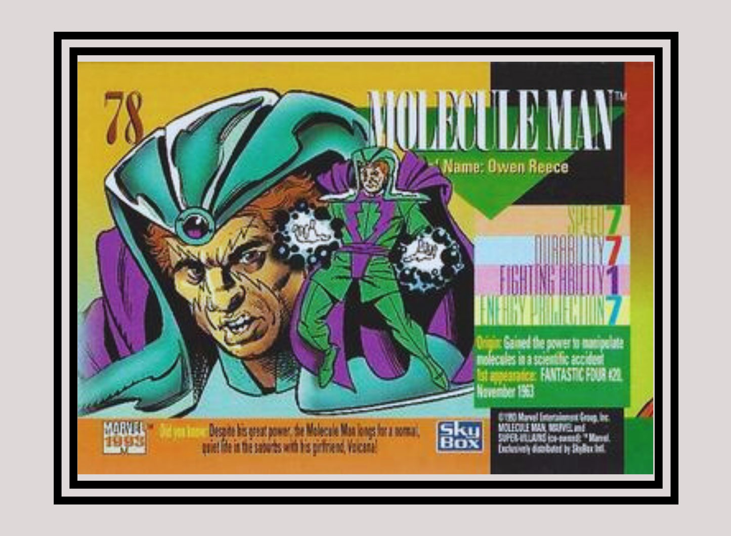 Marvel! 1x Molecule Man - Base (#078 - 1993 Skybox Marvel Universe Series 4)