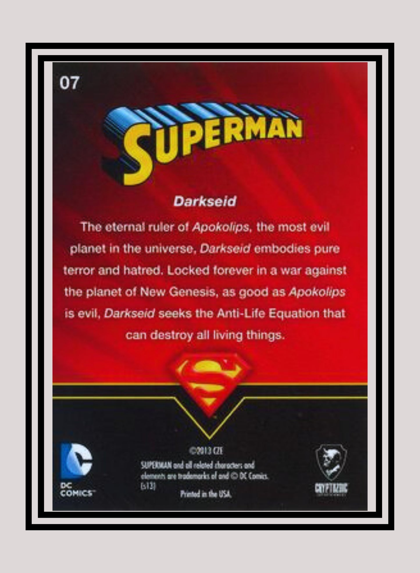 DC! 1x Darkseid - Base (#07 - 2013 Cryptozoic DC Superman)