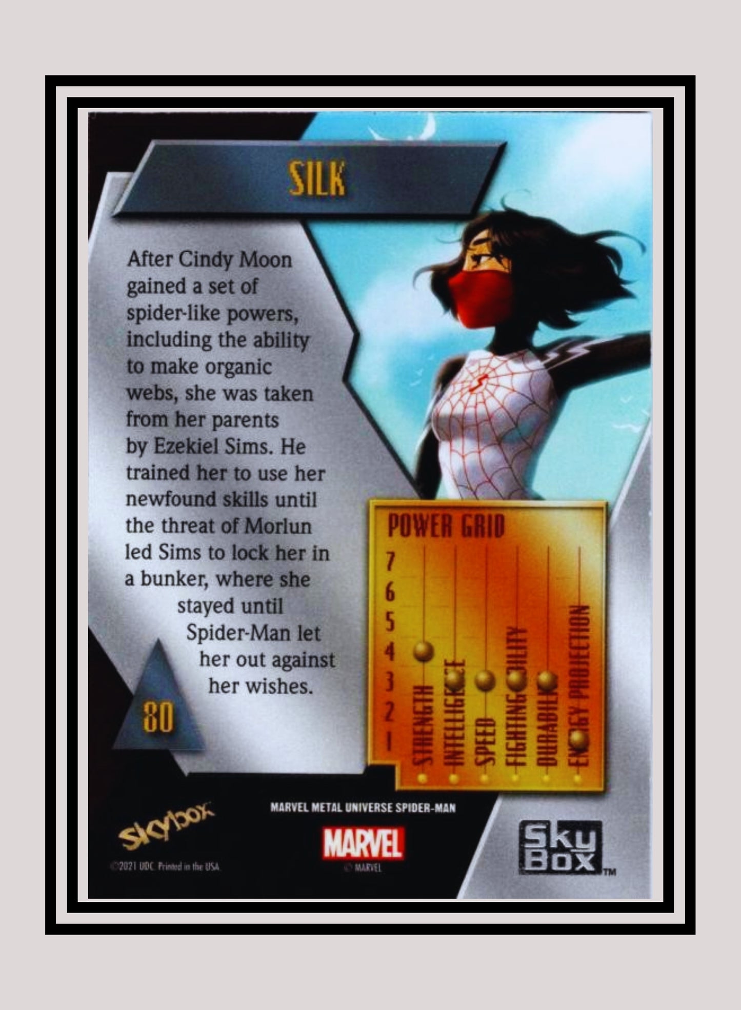 Marvel! 1x Silk - Base Low Series (#080 - 2021 Upper Deck Spiderman Metal Universe)