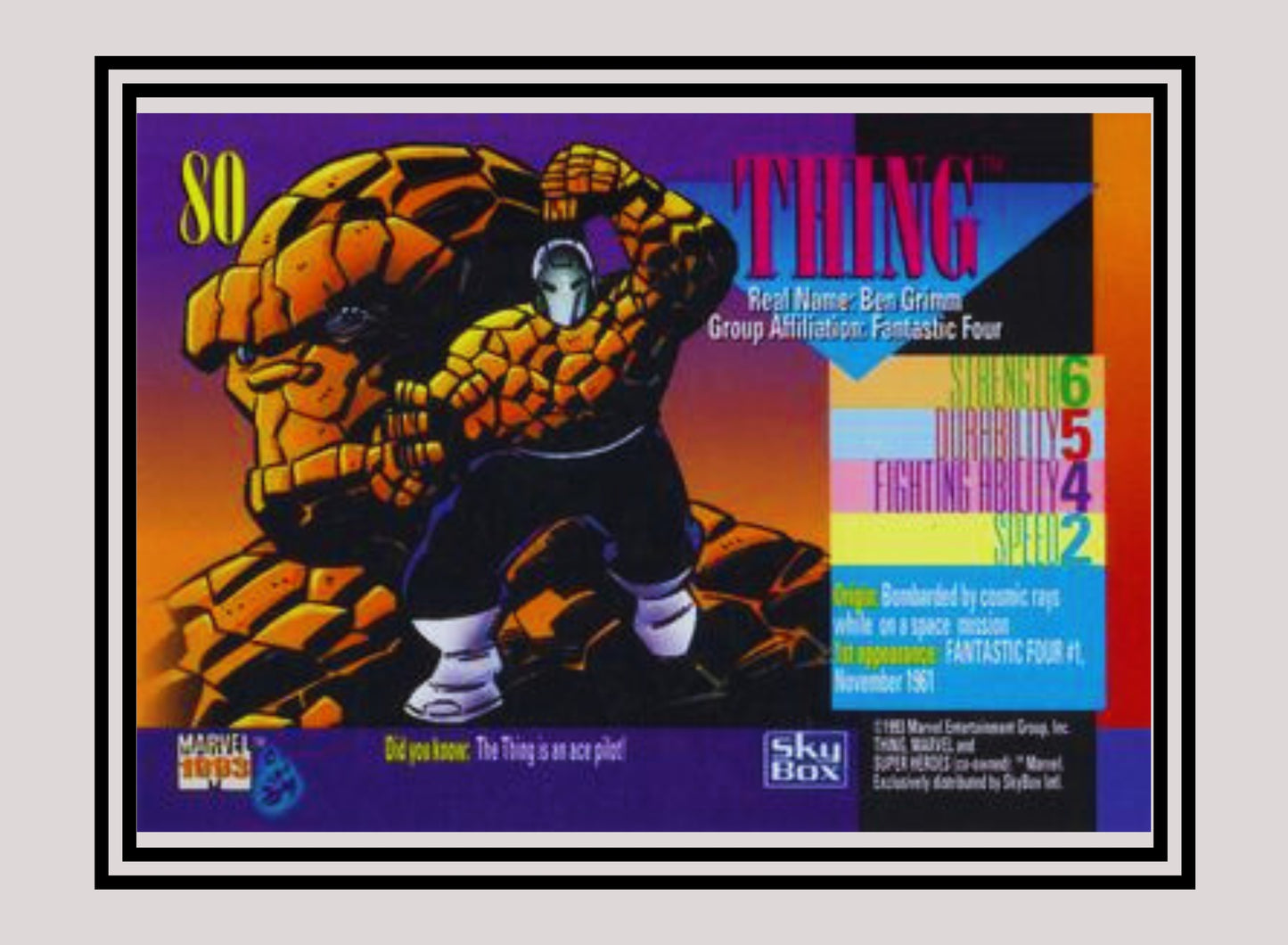 Marvel! 1x Thing - Base (#080 - 1993 Skybox Marvel Universe Series 4)