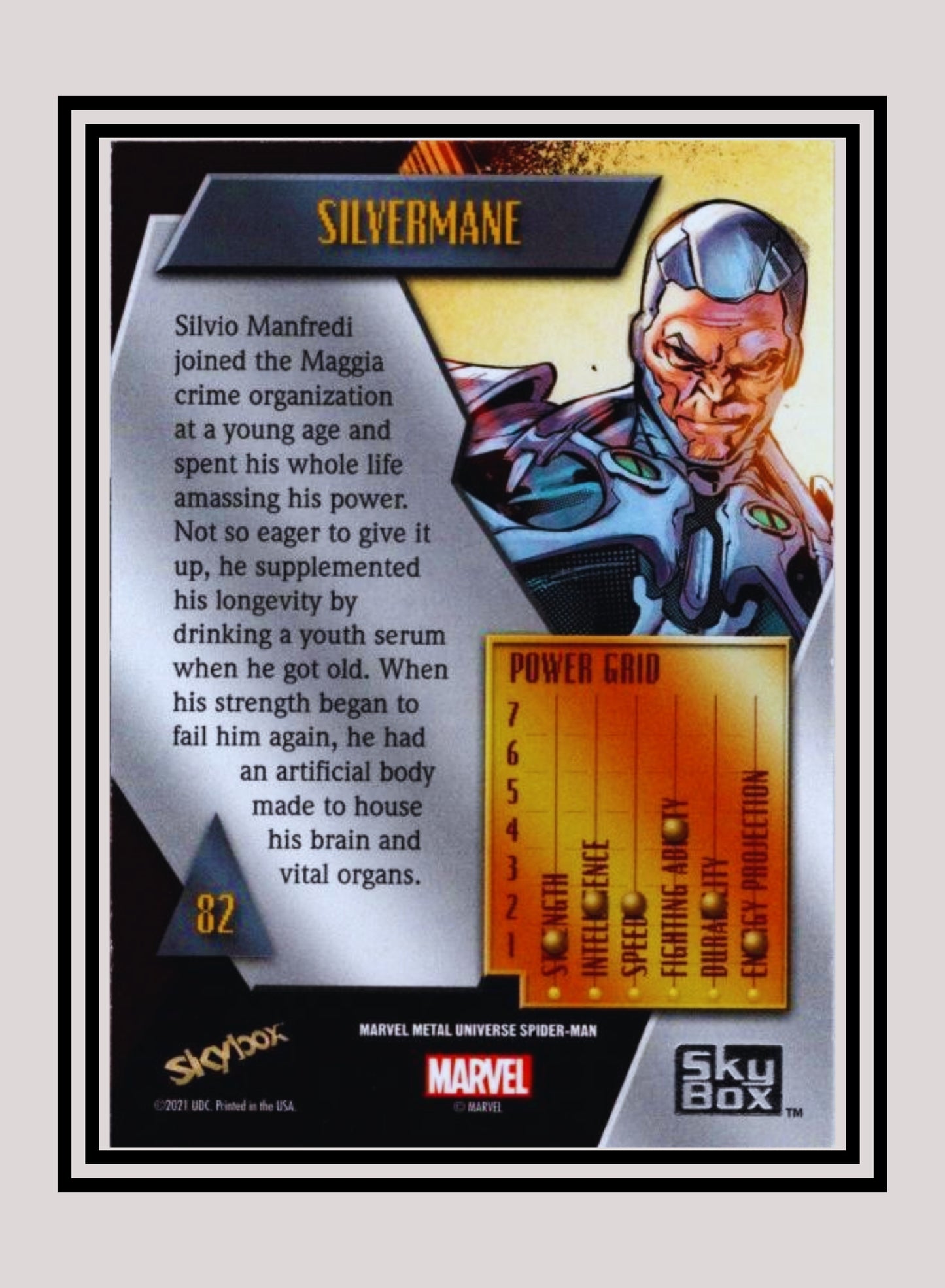 Marvel! 1x Silvermane - Base Low Series (#082 - 2021 Upper Deck Spiderman Metal Universe)