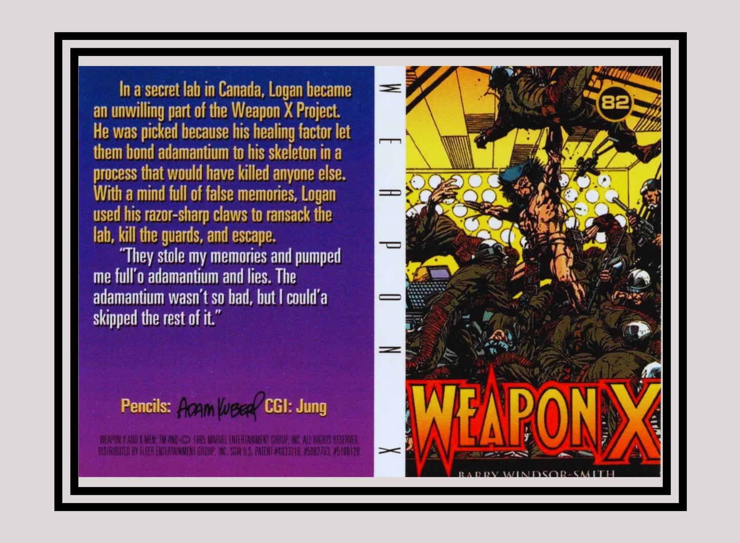 Marvel! 1x Weapon X - Base (#082 - 1996 Fleer X Men)