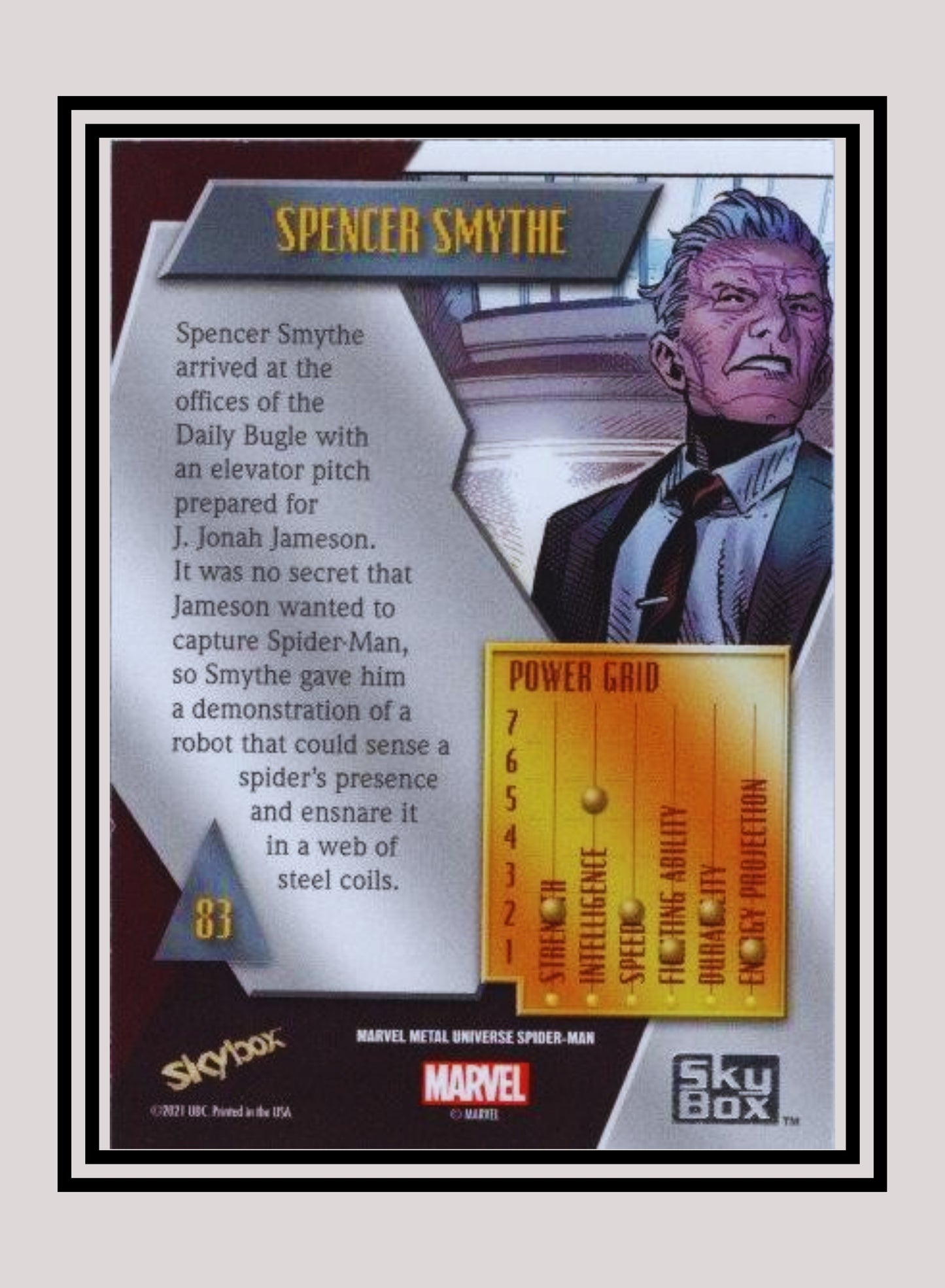 Marvel! 1x Spencer Smythe - Base Low Series (#083 - 2021 Upper Deck Spiderman Metal Universe)