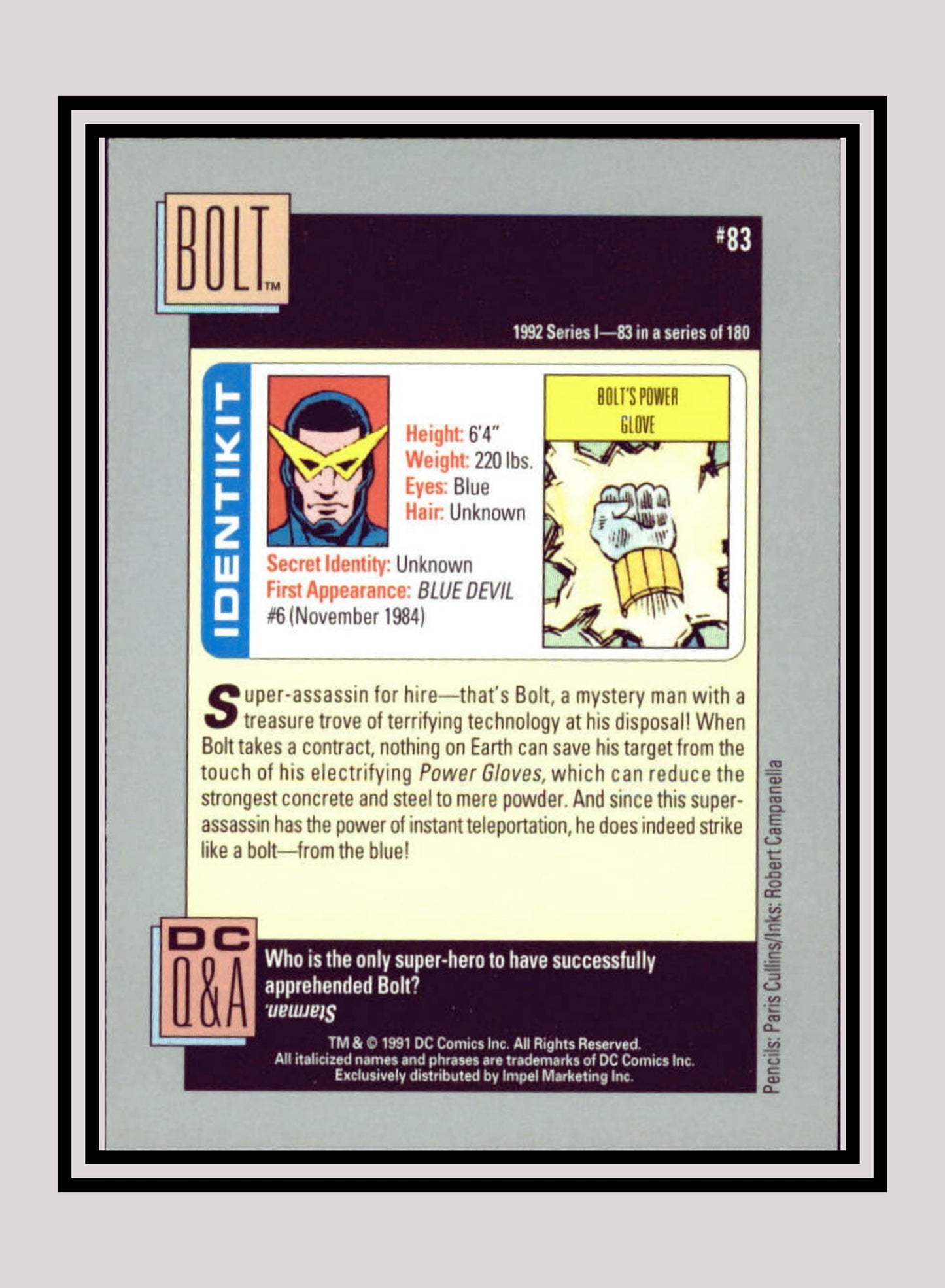 DC! 1x Bolt - Base (#083 - 1991 Impel DC Cosmic Cards)