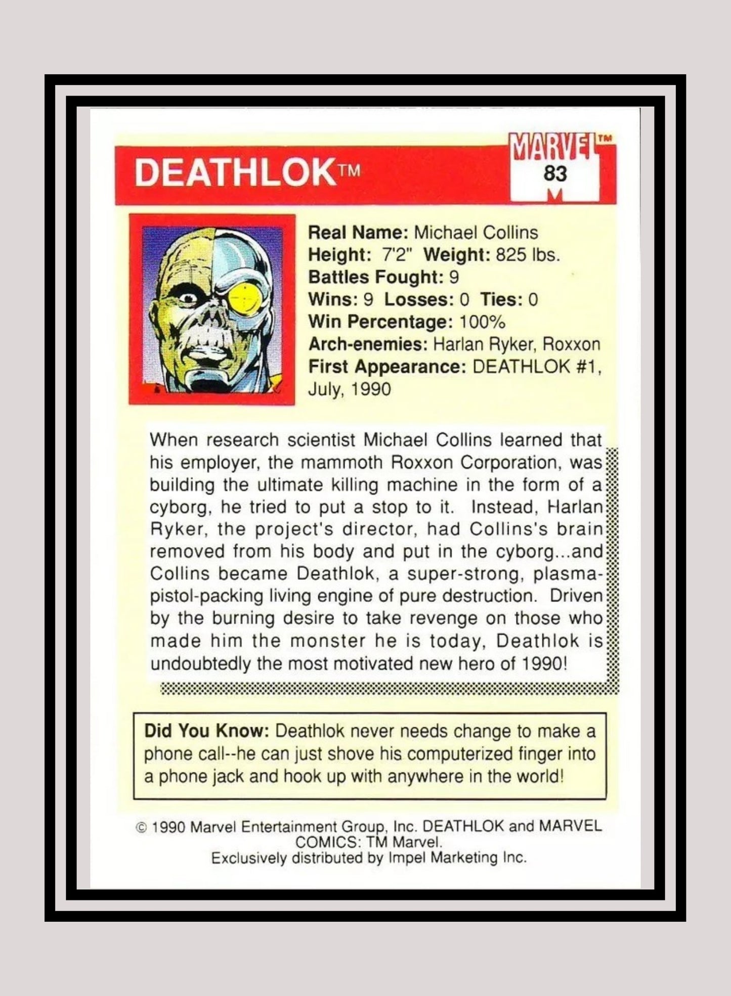 Marvel! 1x Deathlok - Base (#083 - 1990 Impel Marvel Universe Series I)