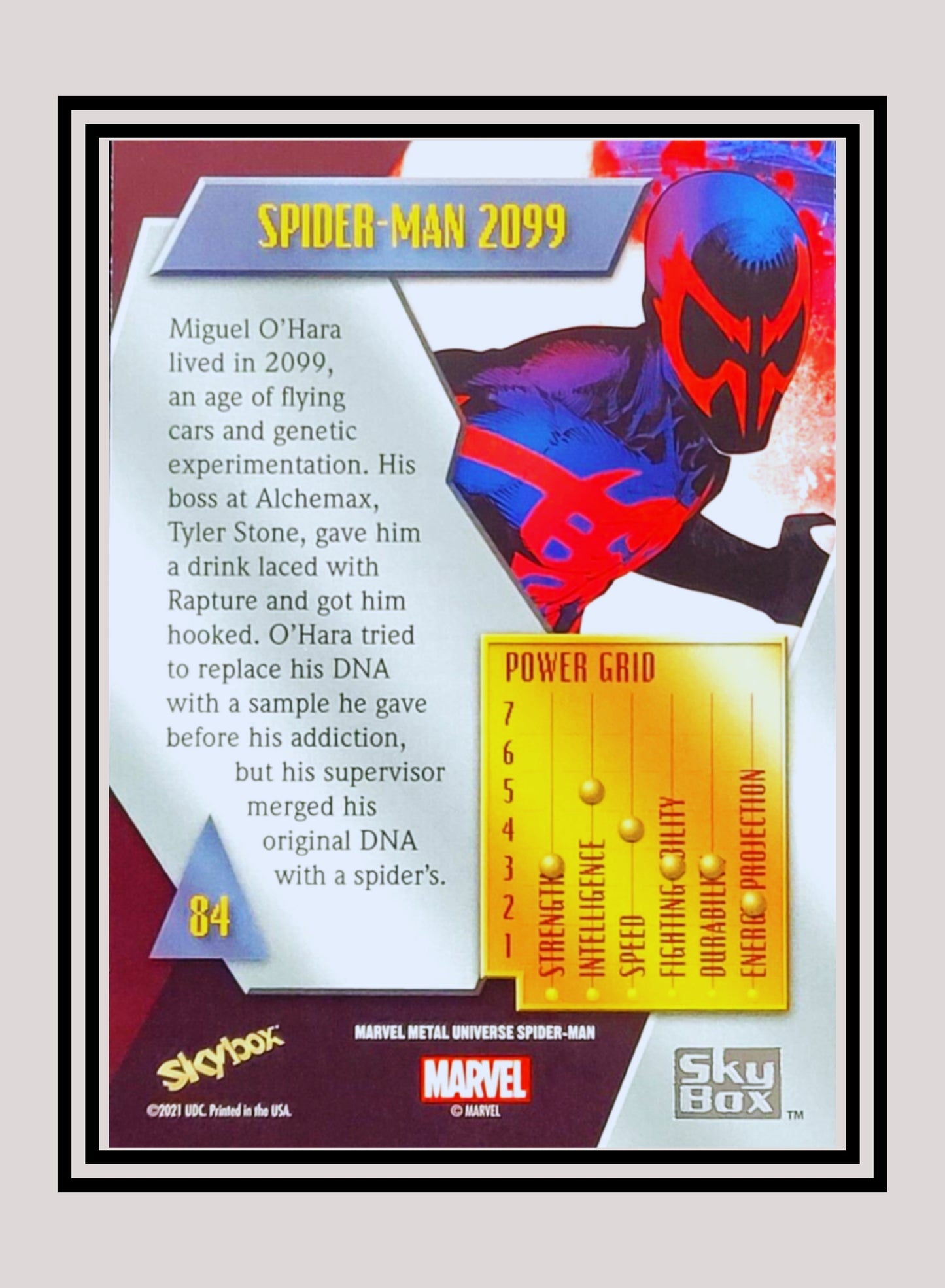 Marvel! 1x Spiderman 2099 - Base Low Series (#084 - 2021 Upper Deck Spiderman Metal Universe)