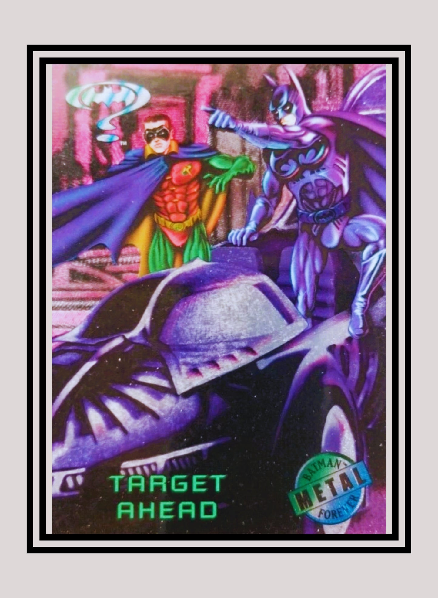 DC! 1x Target Ahead - Base Metal (#085 - 1995 Fleer Batman Forever Metal)