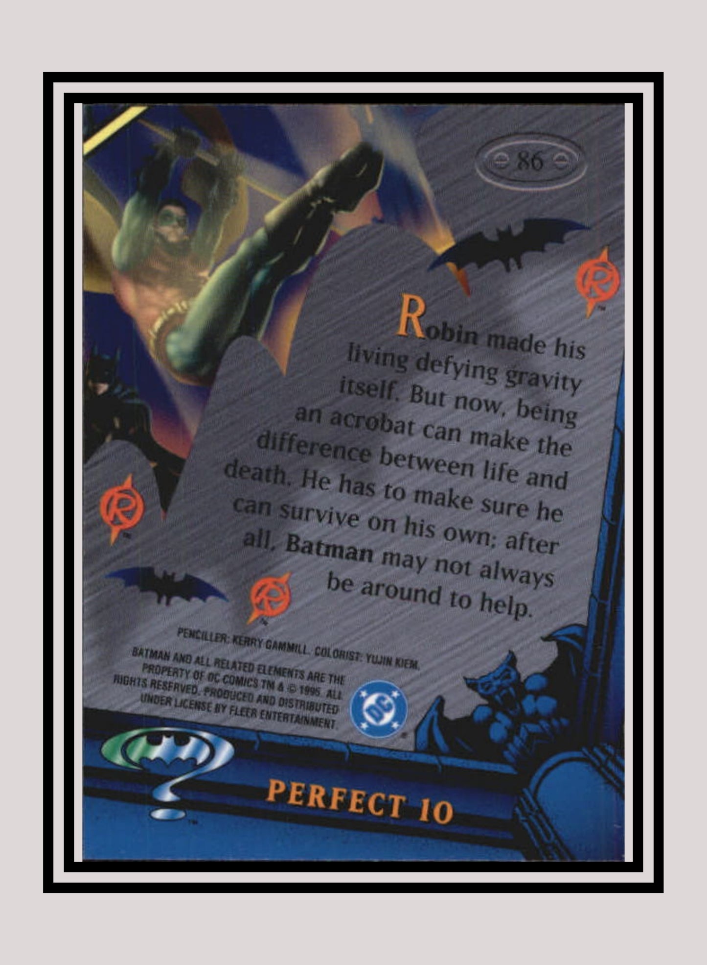 DC! 1x Perfect 10 - Base Metal (#086 - 1995 Fleer Batman Forever Metal)