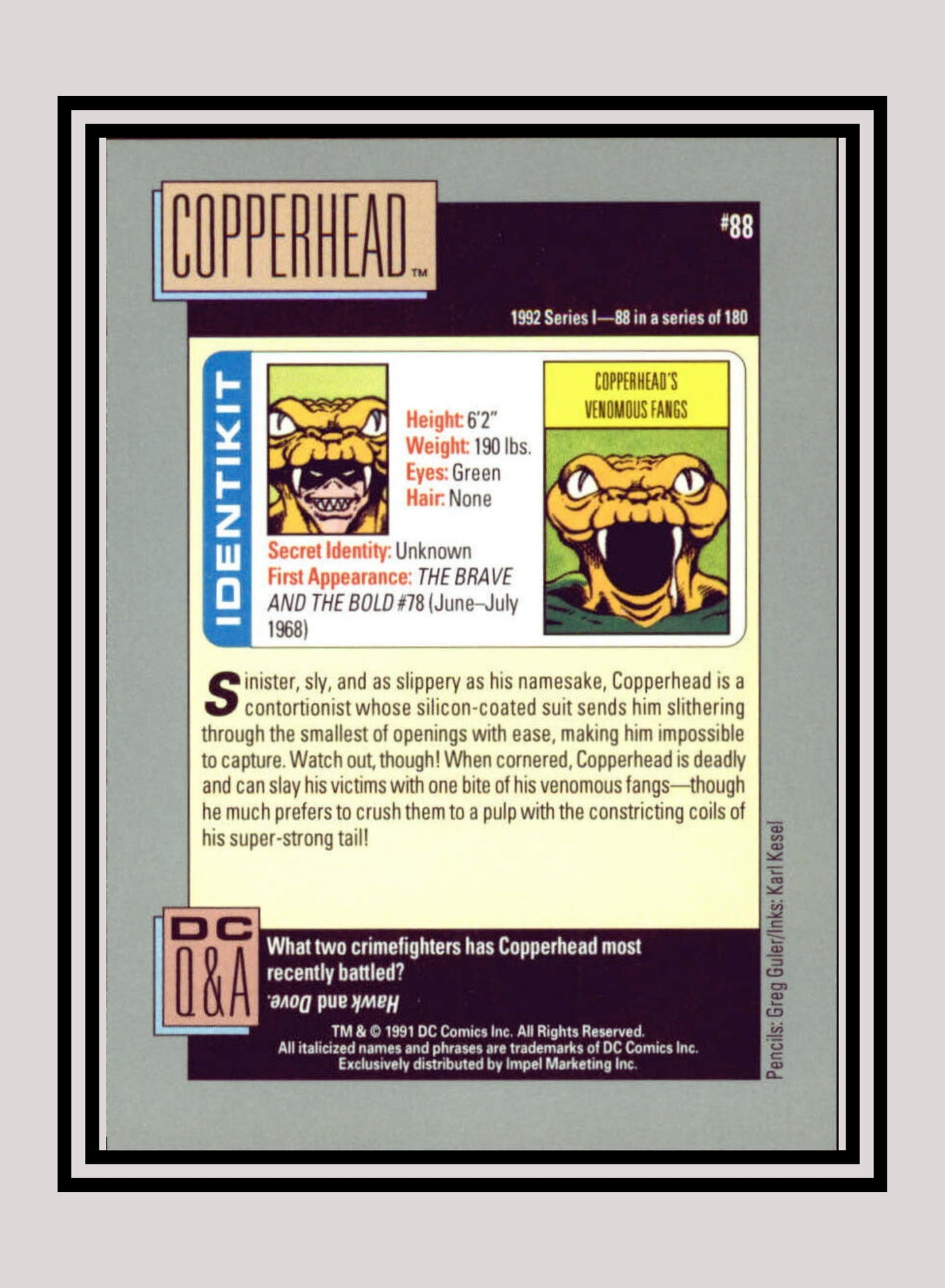 DC! 1x Copperhead - Base (#088 - 1991 Impel DC Cosmic Cards)