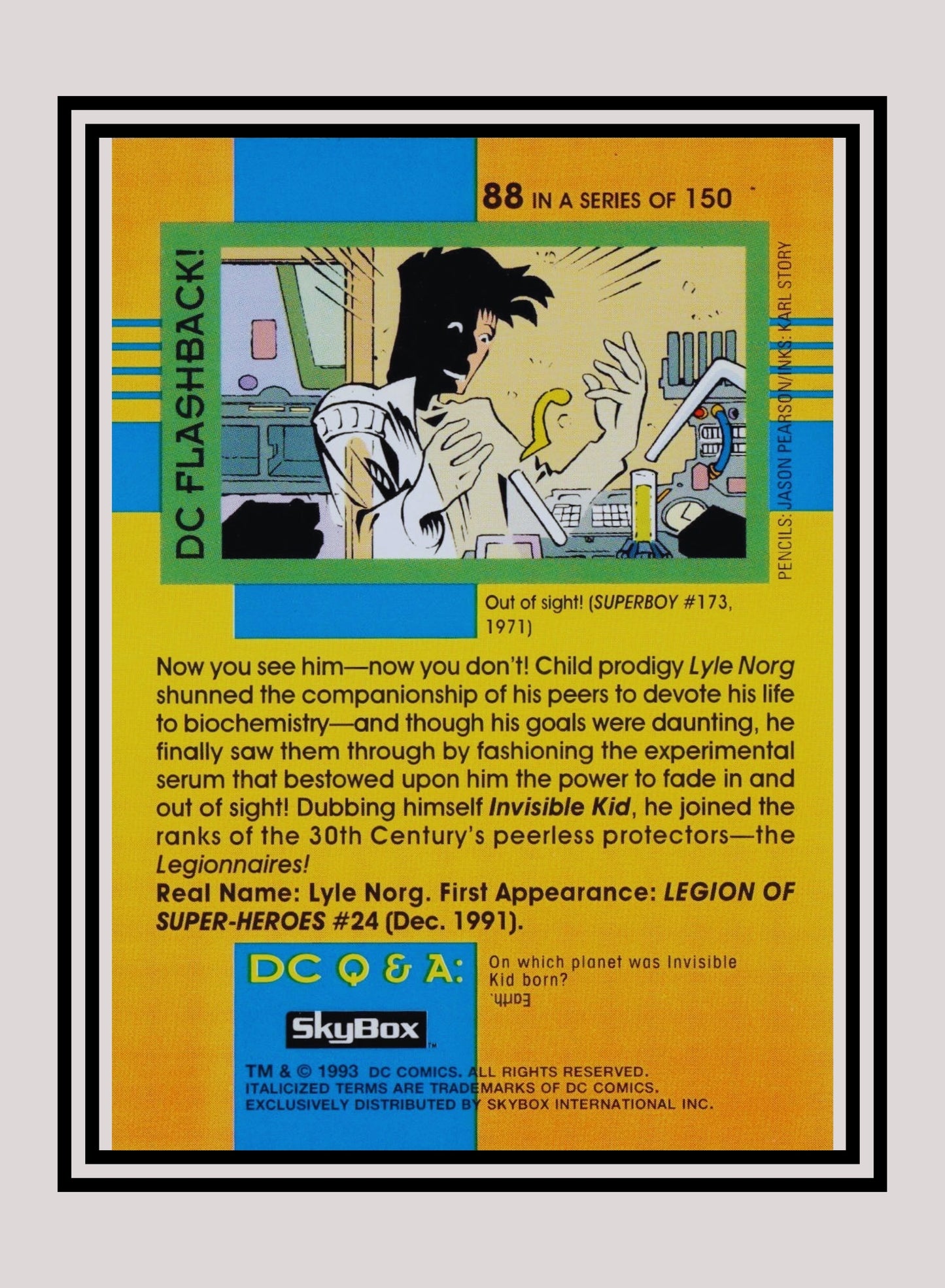 DC! 1x Invisible Kid - Base (#088 - 1993 Skybox DC Cosmic Teams)