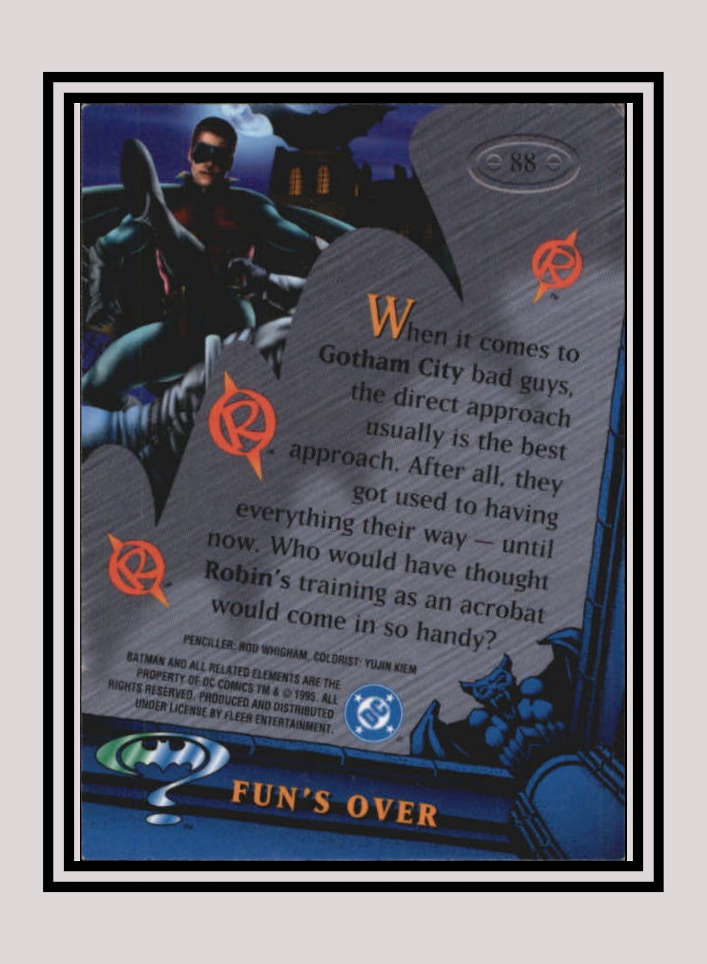 DC! 1x Fun's Over! - Base Metal (#088 - 1995 Fleer Batman Forever Metal)