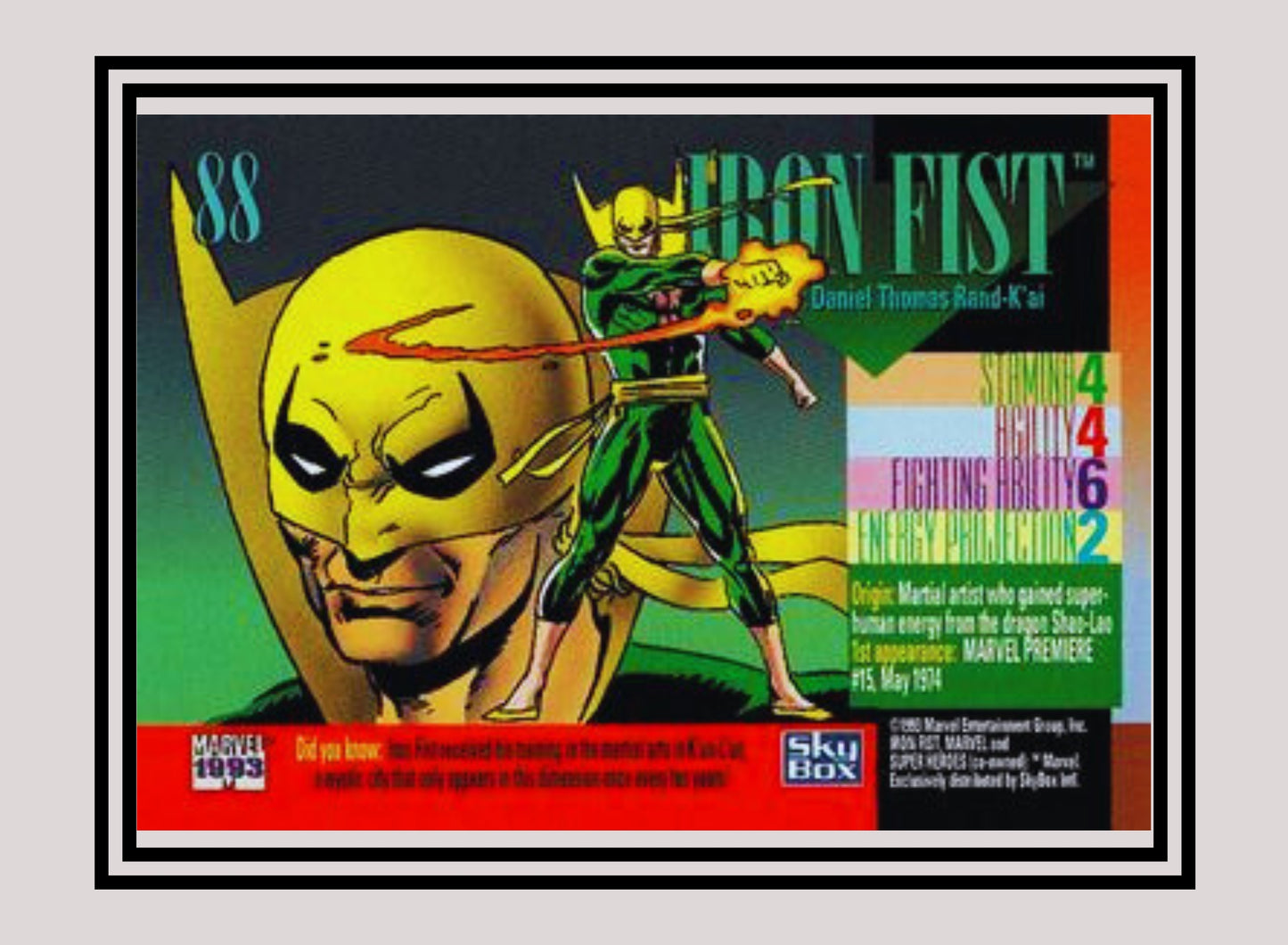 Marvel! 1x Iron Fist - Base (#088 - 1993 Skybox Marvel Universe Series 4)