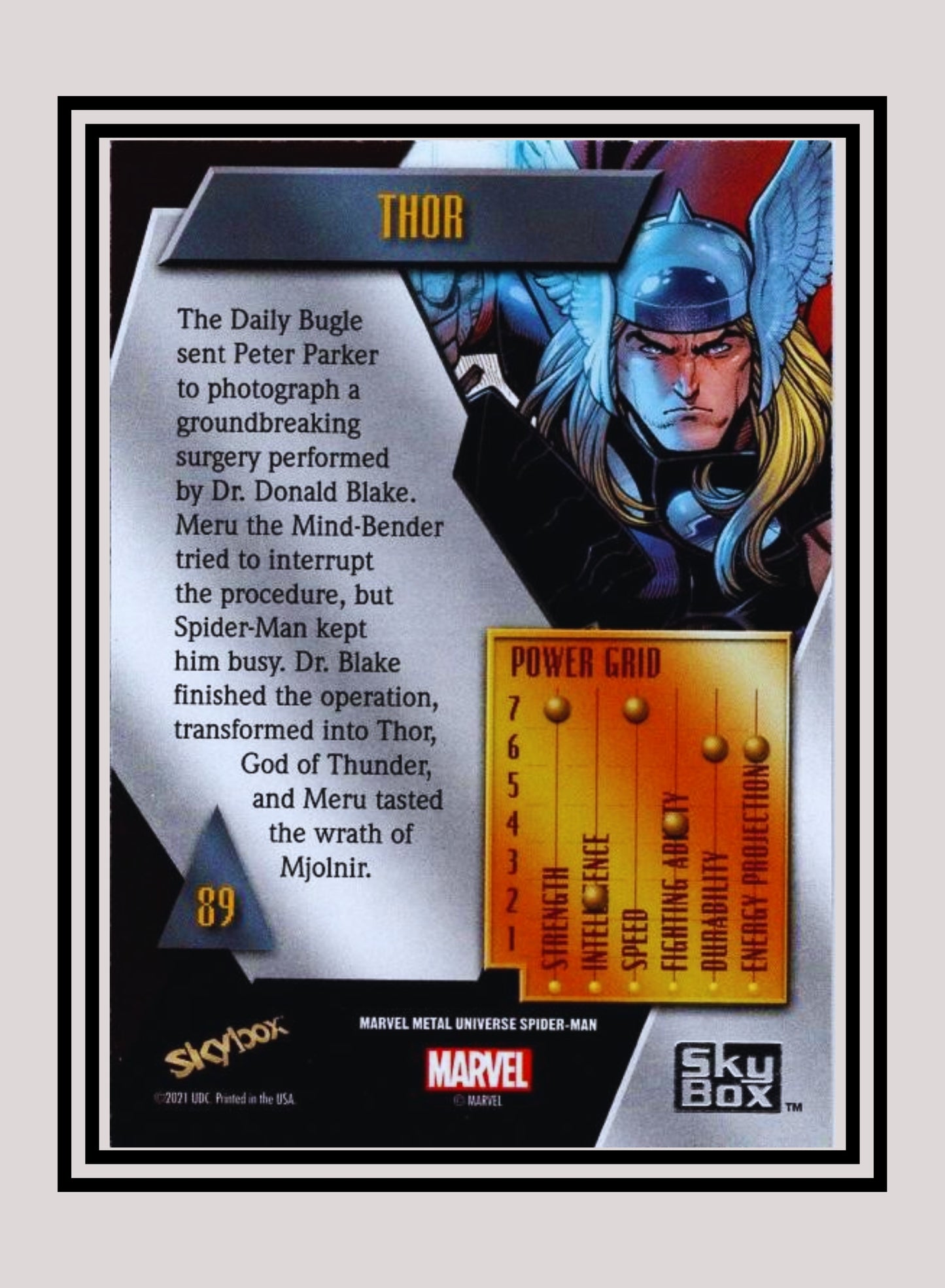 Marvel! 1x Thor - Base Low Series (#089 - 2021 Upper Deck Spiderman Metal Universe)