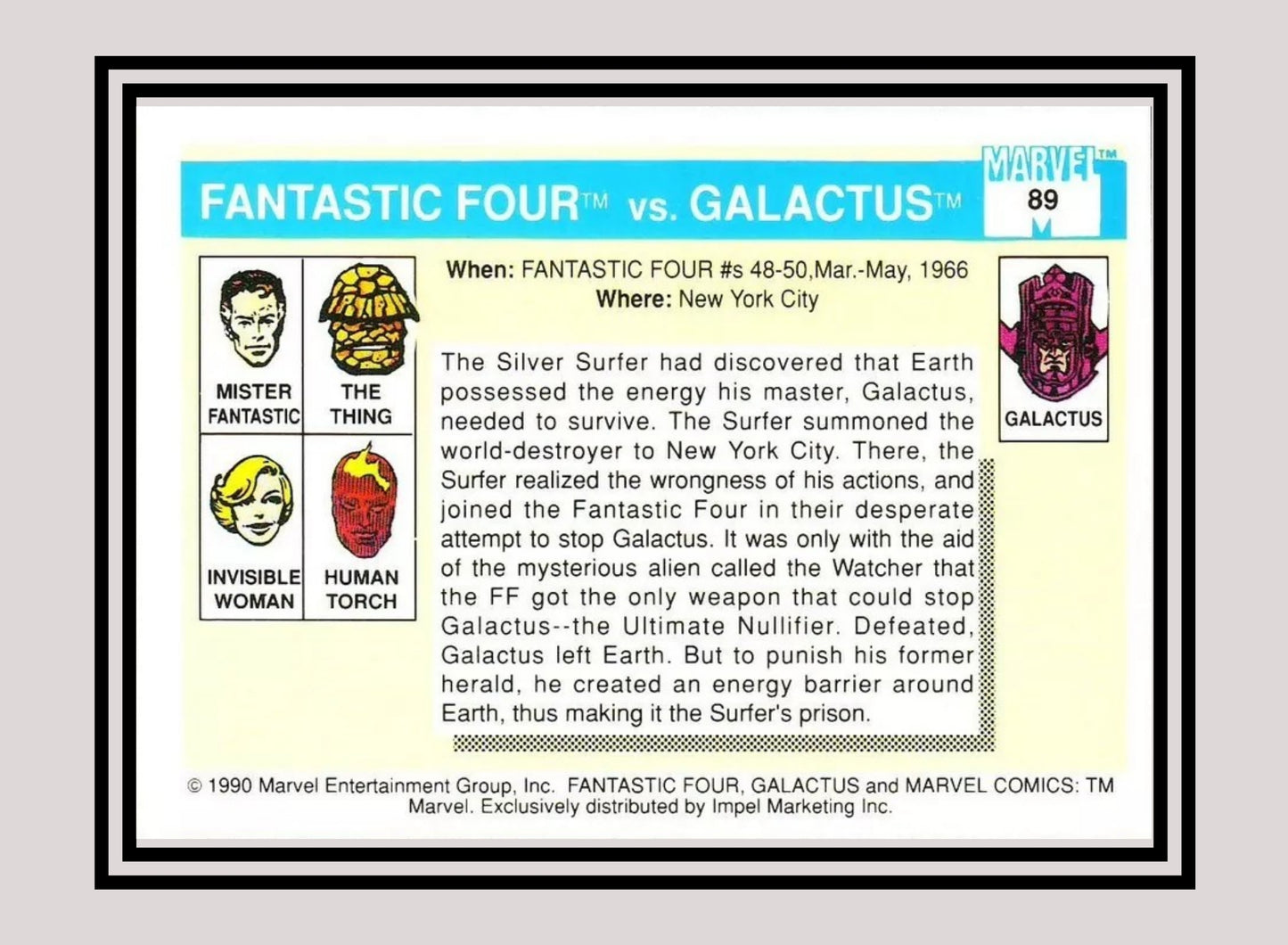 Marvel! 1x Fantastic Four vs. Galactus - Base (#089 - 1990 Impel Marvel Universe Series I)