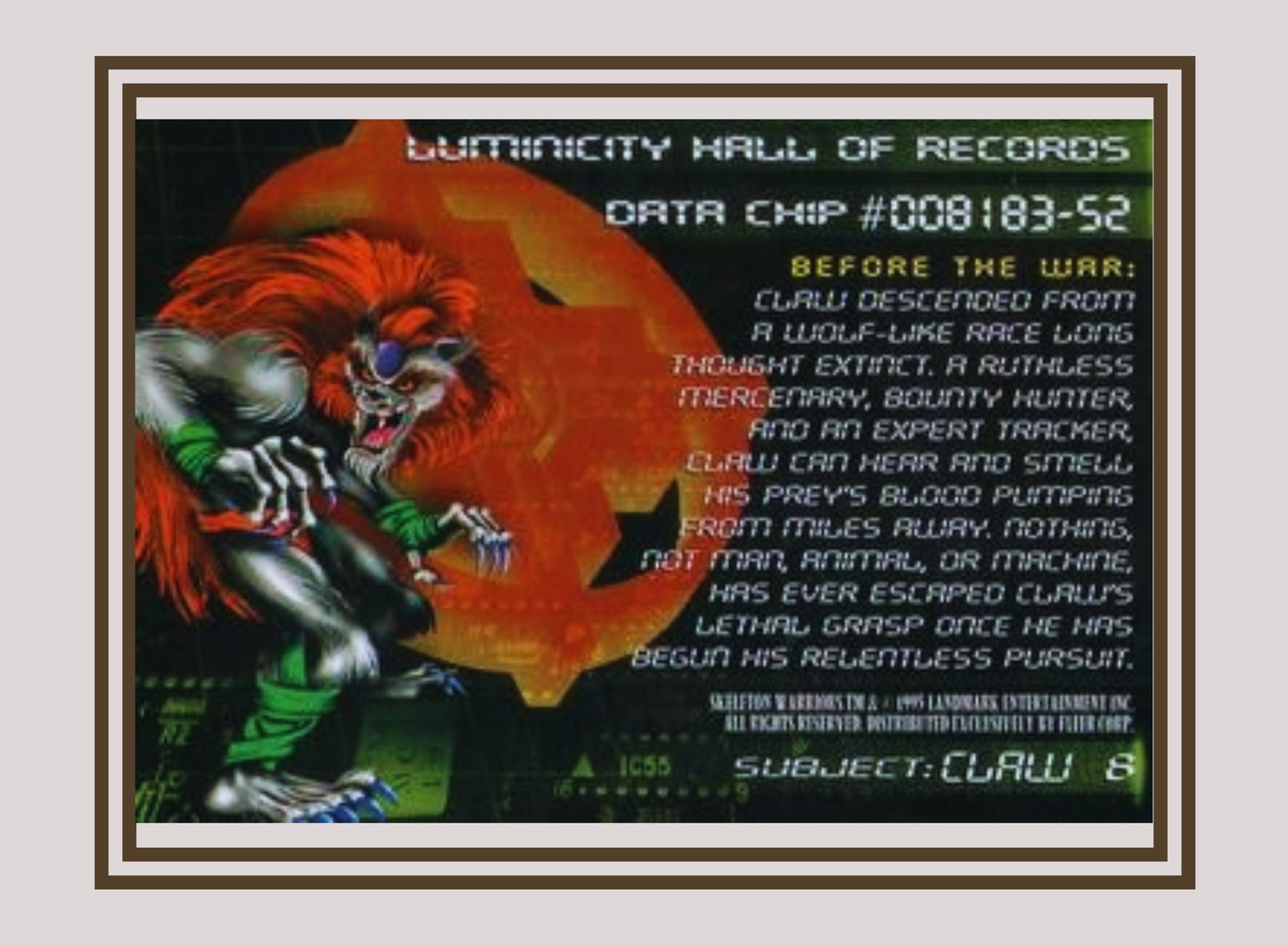 1x Claw - Base (#008 - 1995 Fleer Ultra Skeleton Warriors)