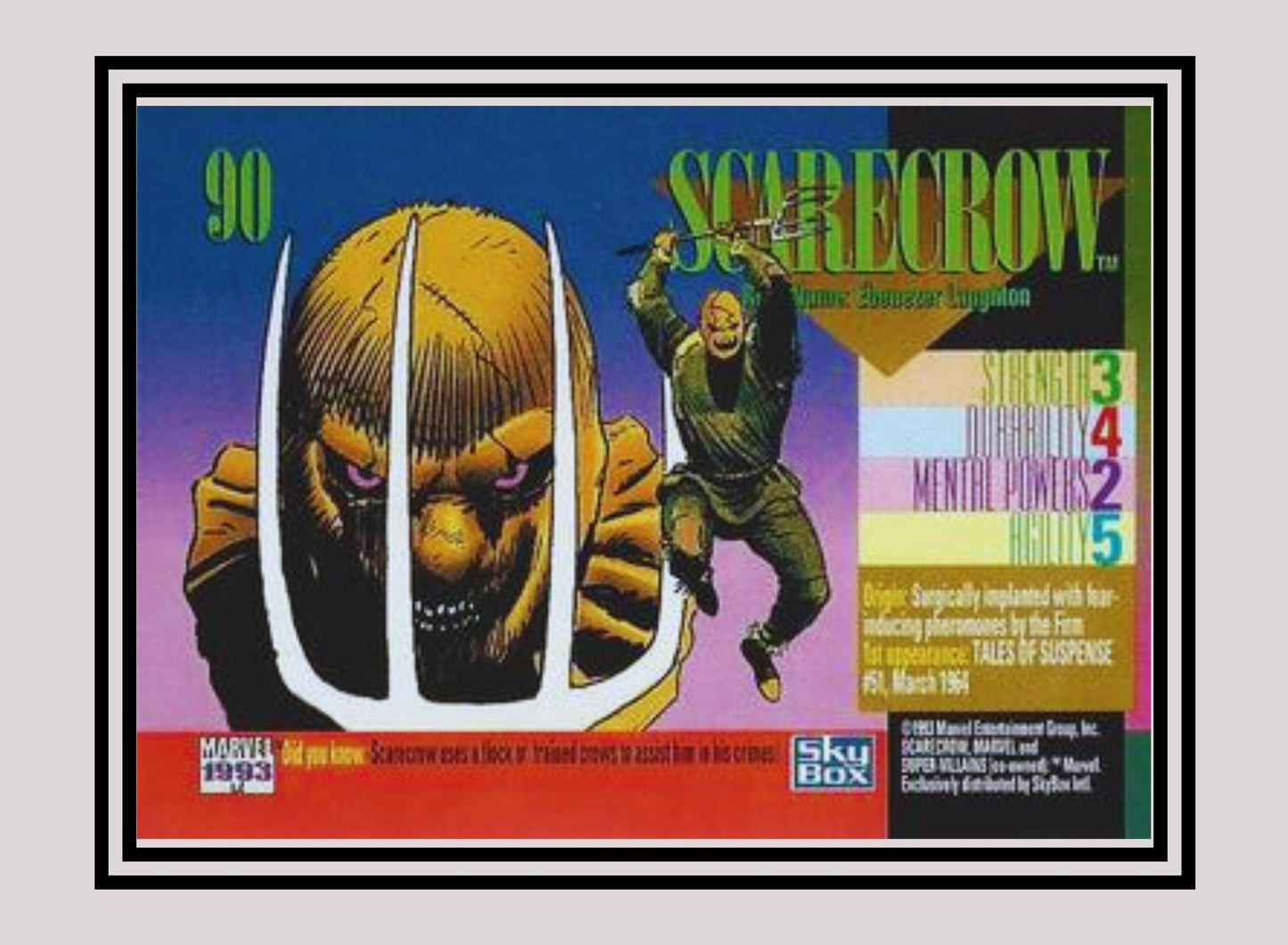 Marvel! 1x Scarecrow - Base (#090 - 1993 Skybox Marvel Universe Series 4)