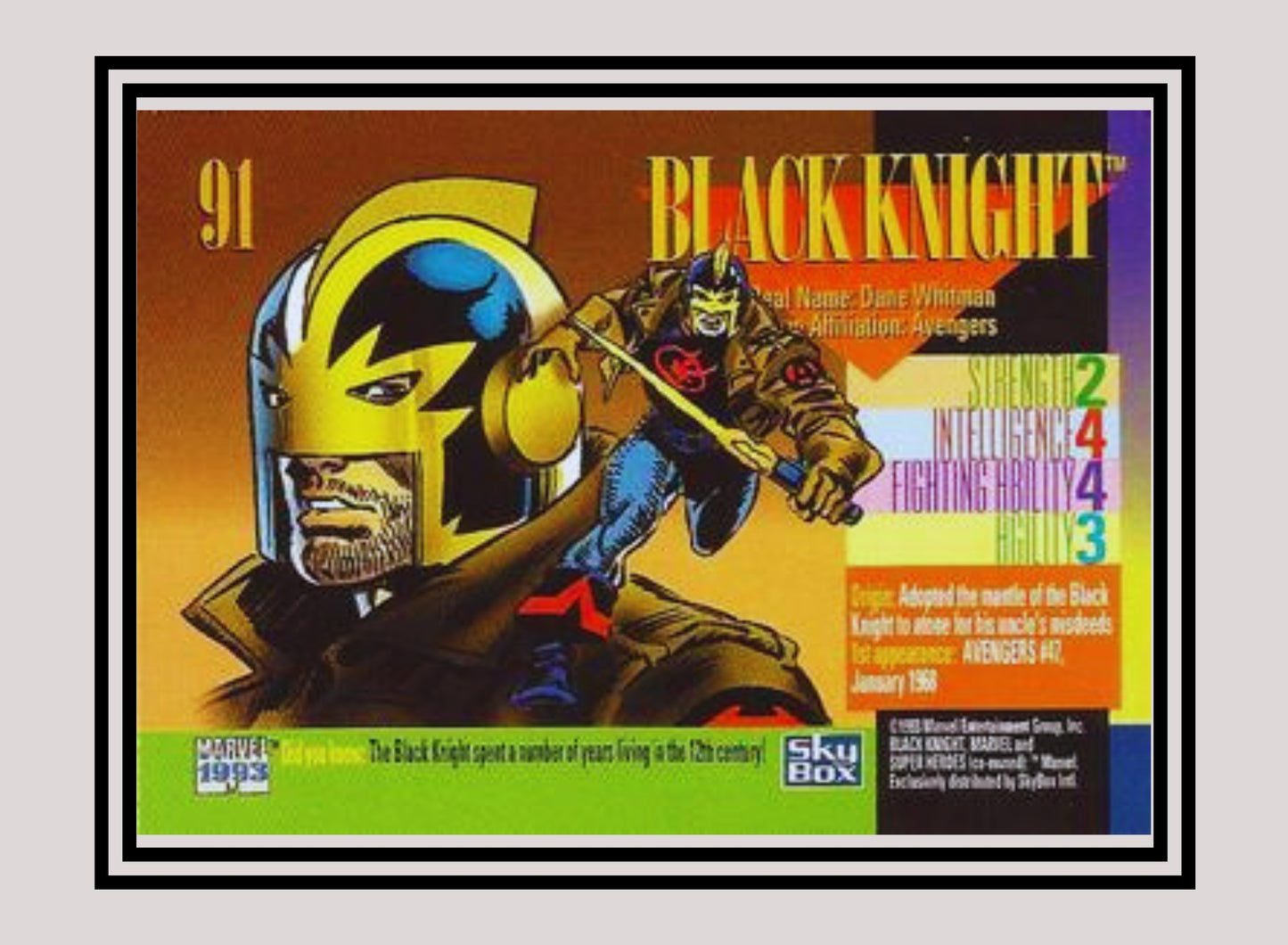 Marvel! 1x Black Knight - Base (#091 - 1993 Skybox Marvel Universe Series 4)