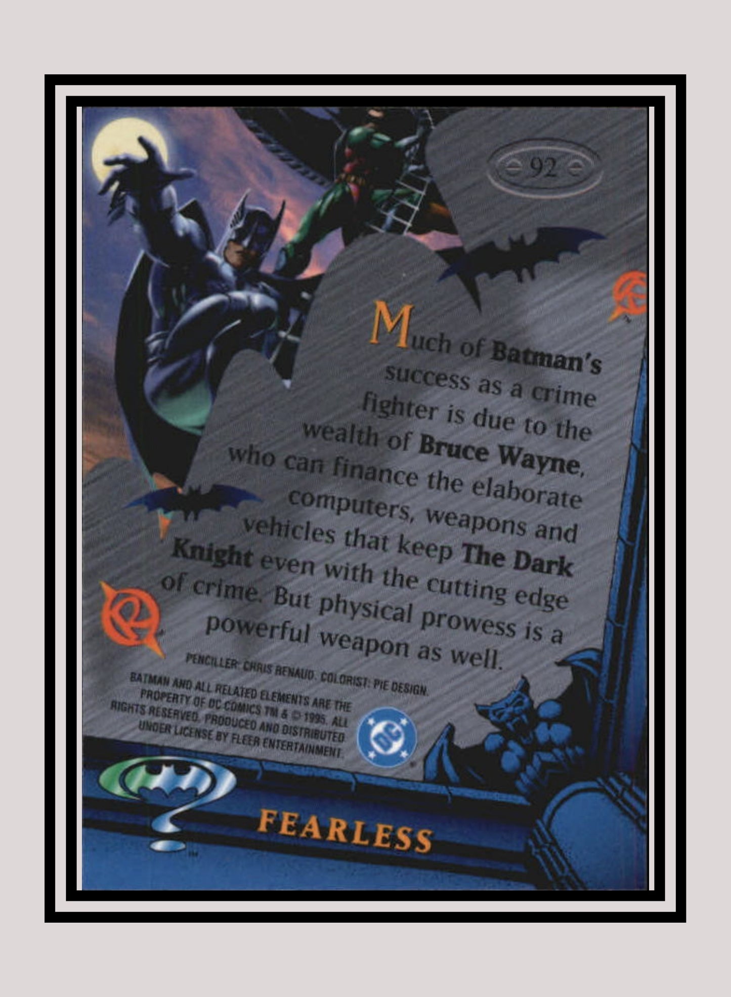 DC! 1x Fearless - Base Metal (#092 - 1995 Fleer Batman Forever Metal)