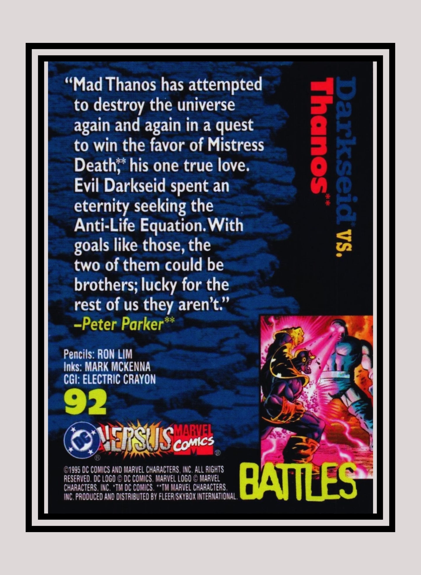 Marvel! 1x Darkseid vs. Thanos - Base (#092 - 1995 Fleer DC vs. Marvel Comics)