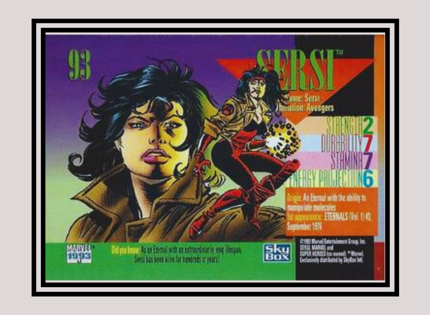 Marvel! 1x Sersi - Base (#093 - 1993 Skybox Marvel Universe Series 4)