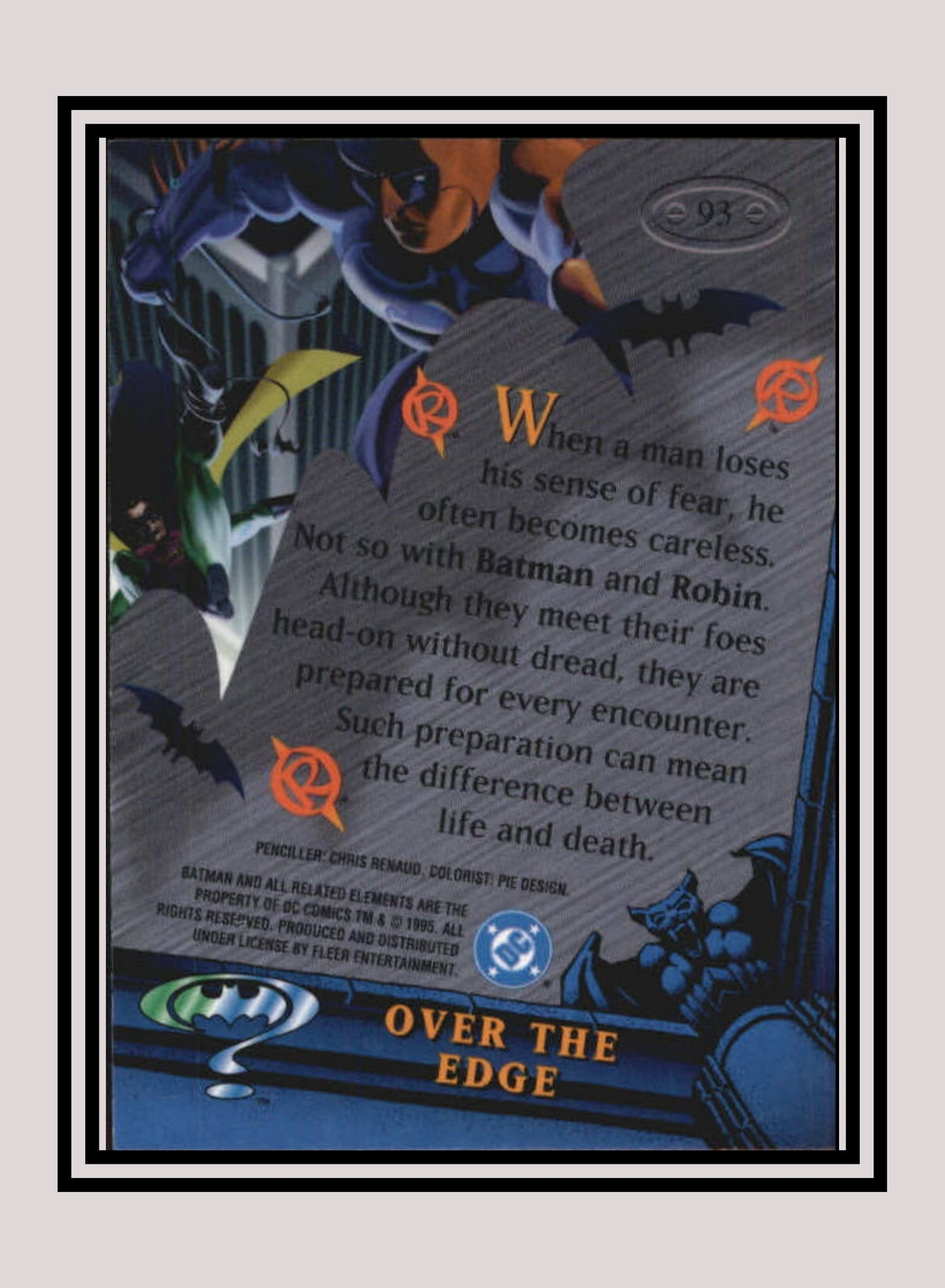DC! 1x Over the Edge - Base Metal (#093 - 1995 Fleer Batman Forever Metal)