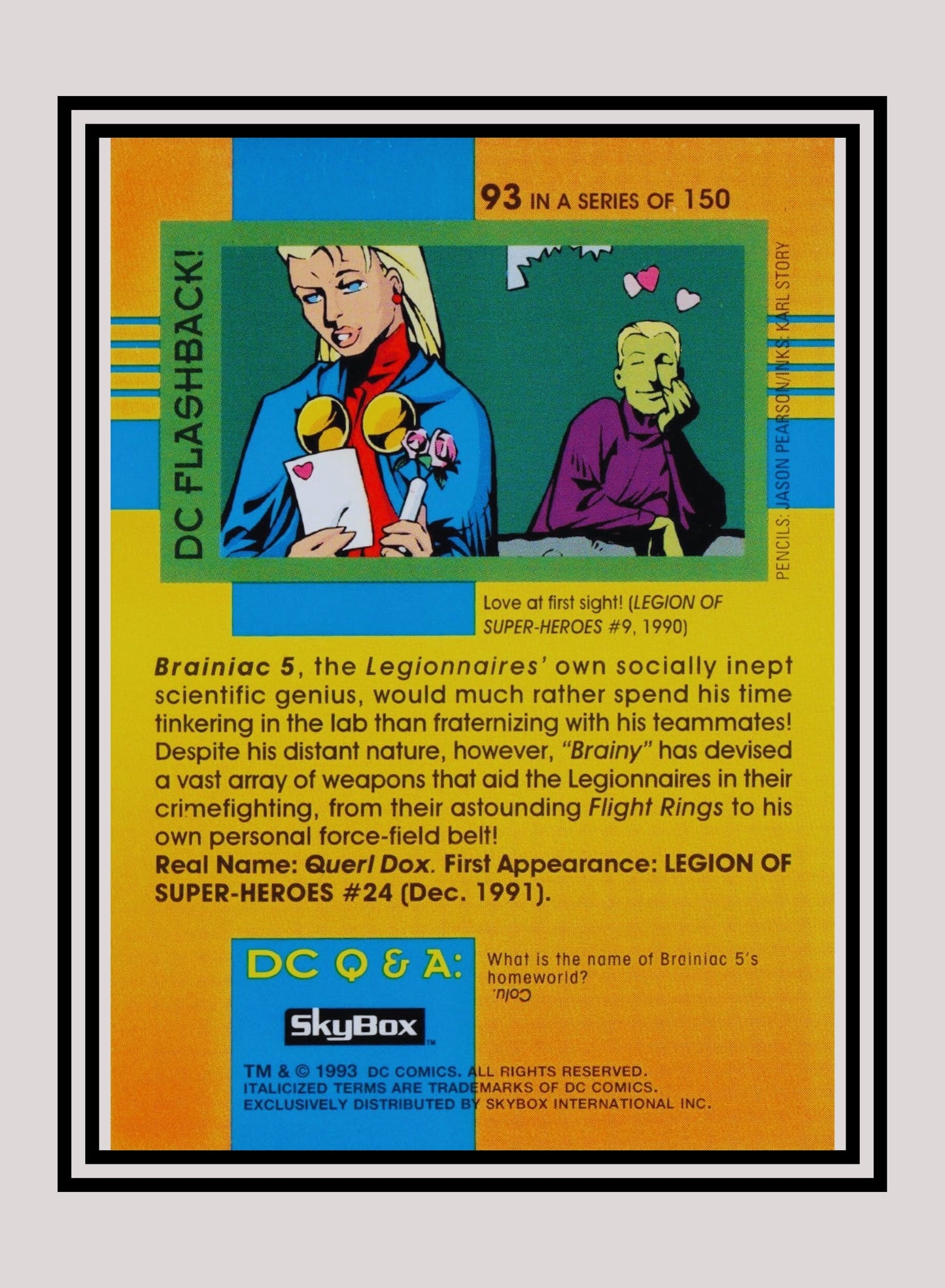 DC! 1x Brainiac 5 - Base (#093 - 1993 Skybox DC Cosmic Teams)