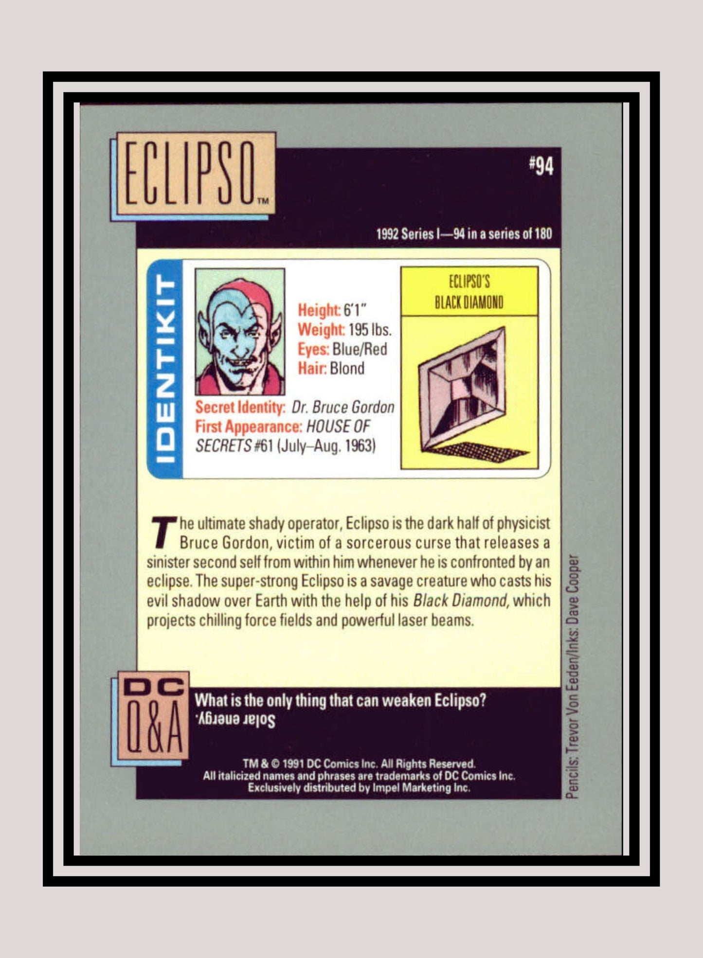 DC! 1x Eclipso - Base (#094 - 1991 Impel DC Cosmic Cards)