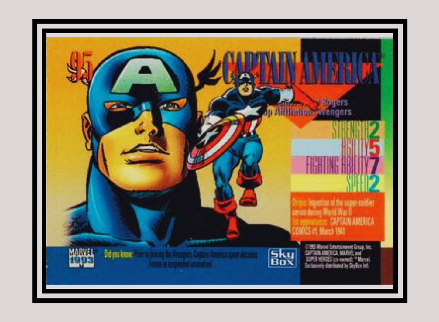 Marvel! 1x Captain America - Base (#095 - 1993 Skybox Marvel Universe Series 4)