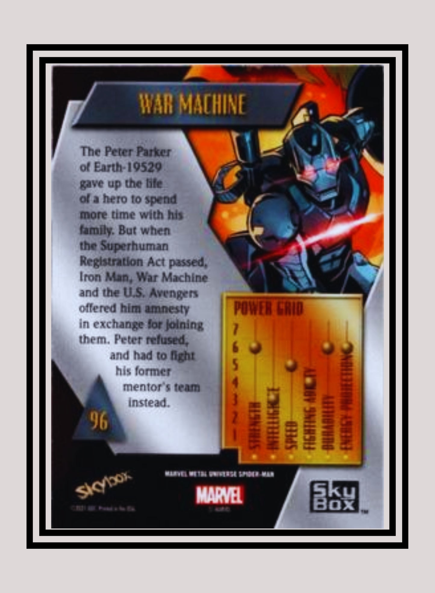 Marvel! 1x War Machine - Base Low Series (#096 - 2021 Upper Deck Spiderman Metal Universe)