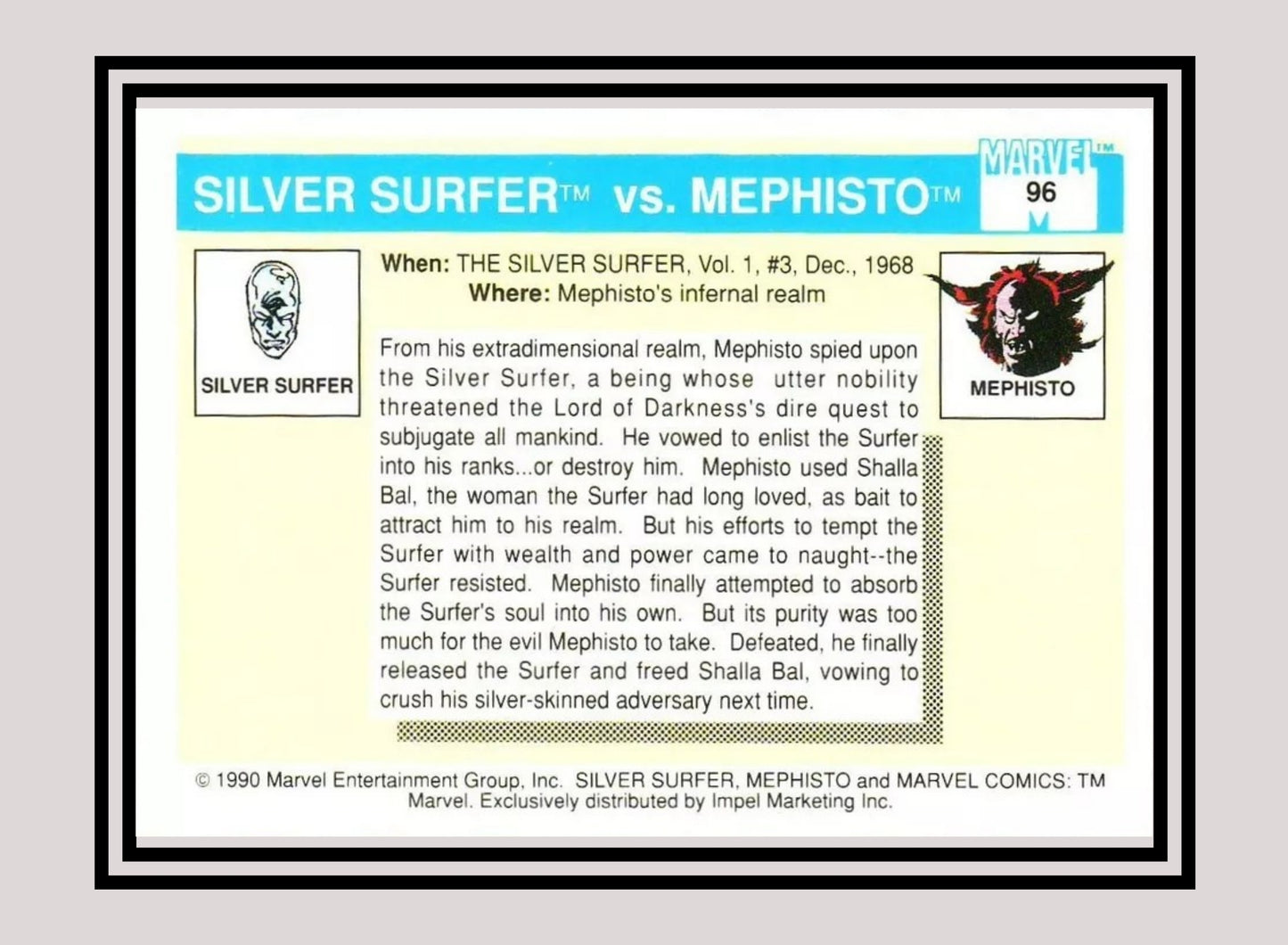 Marvel! 1x Silver Surfer vs. Mephisto - Base (#096 - 1990 Impel Marvel Universe Series I)