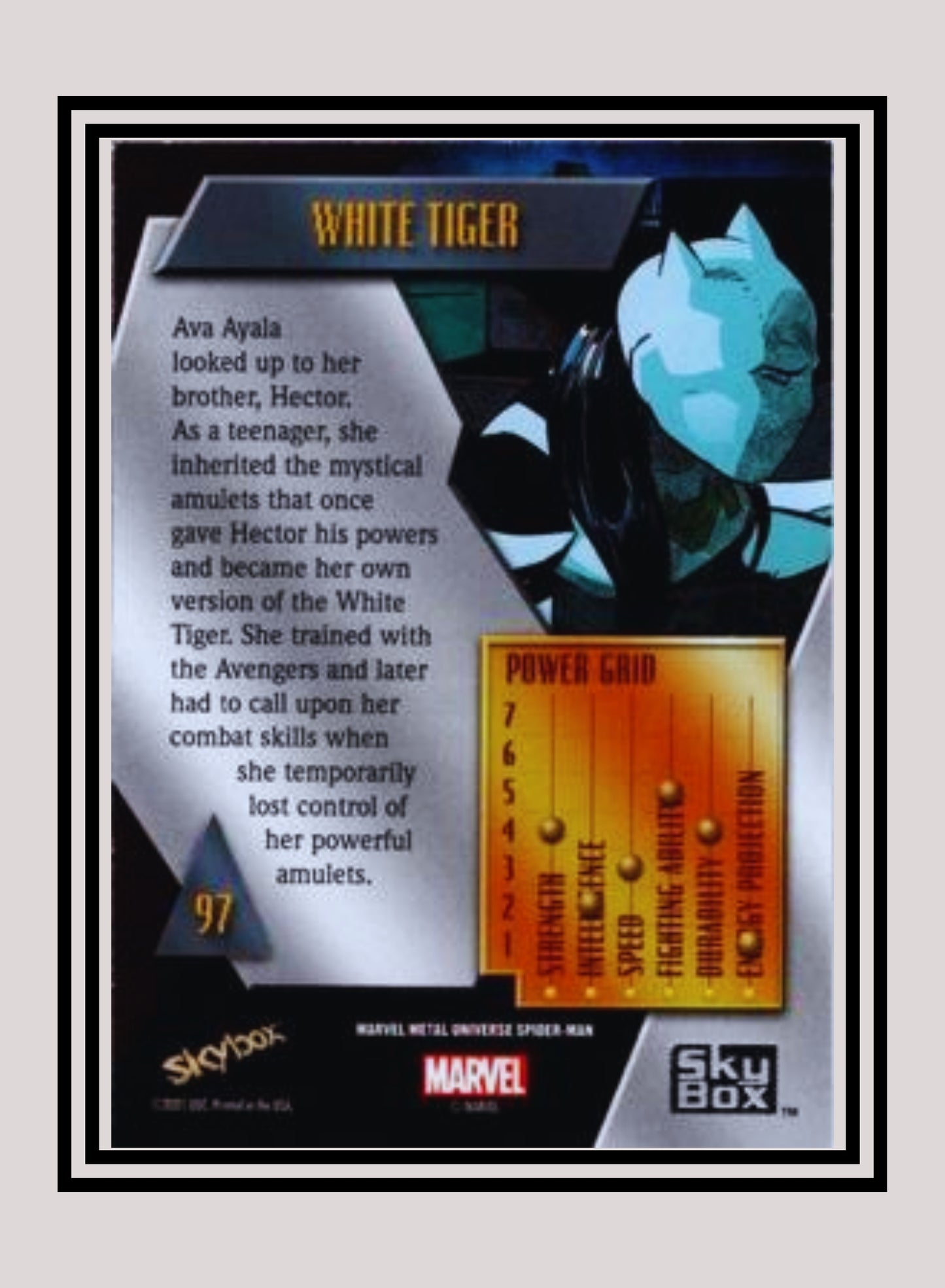 Marvel! 1x White Tiger - Base Low Series (#097 - 2021 Upper Deck Spiderman Metal Universe)