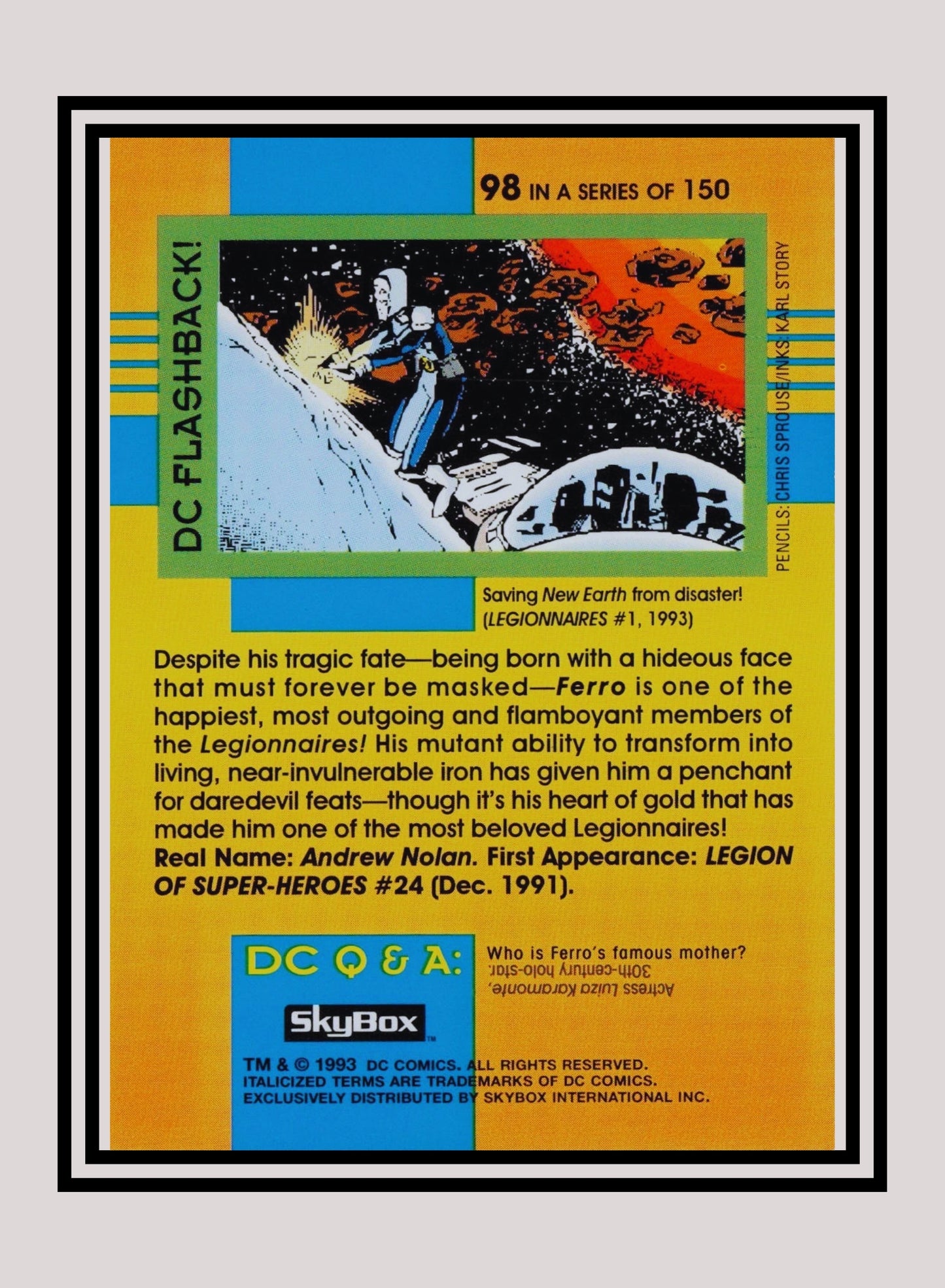 DC! 1x Ferro - Base (#098 - 1993 Skybox DC Cosmic Teams)