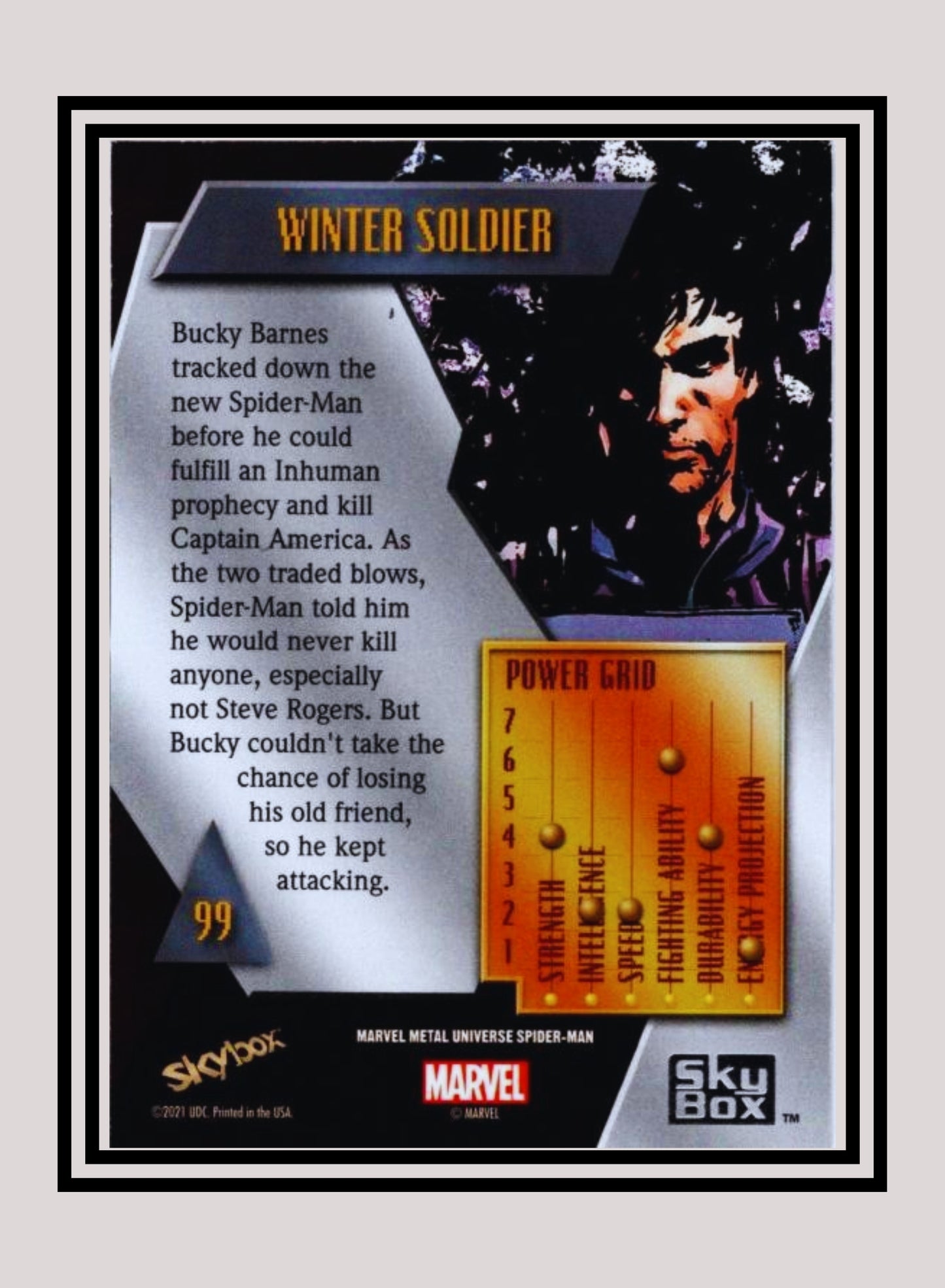 Marvel! 1x Winter Soldier - Base Low Series (#099 - 2021 Upper Deck Spiderman Metal Universe)