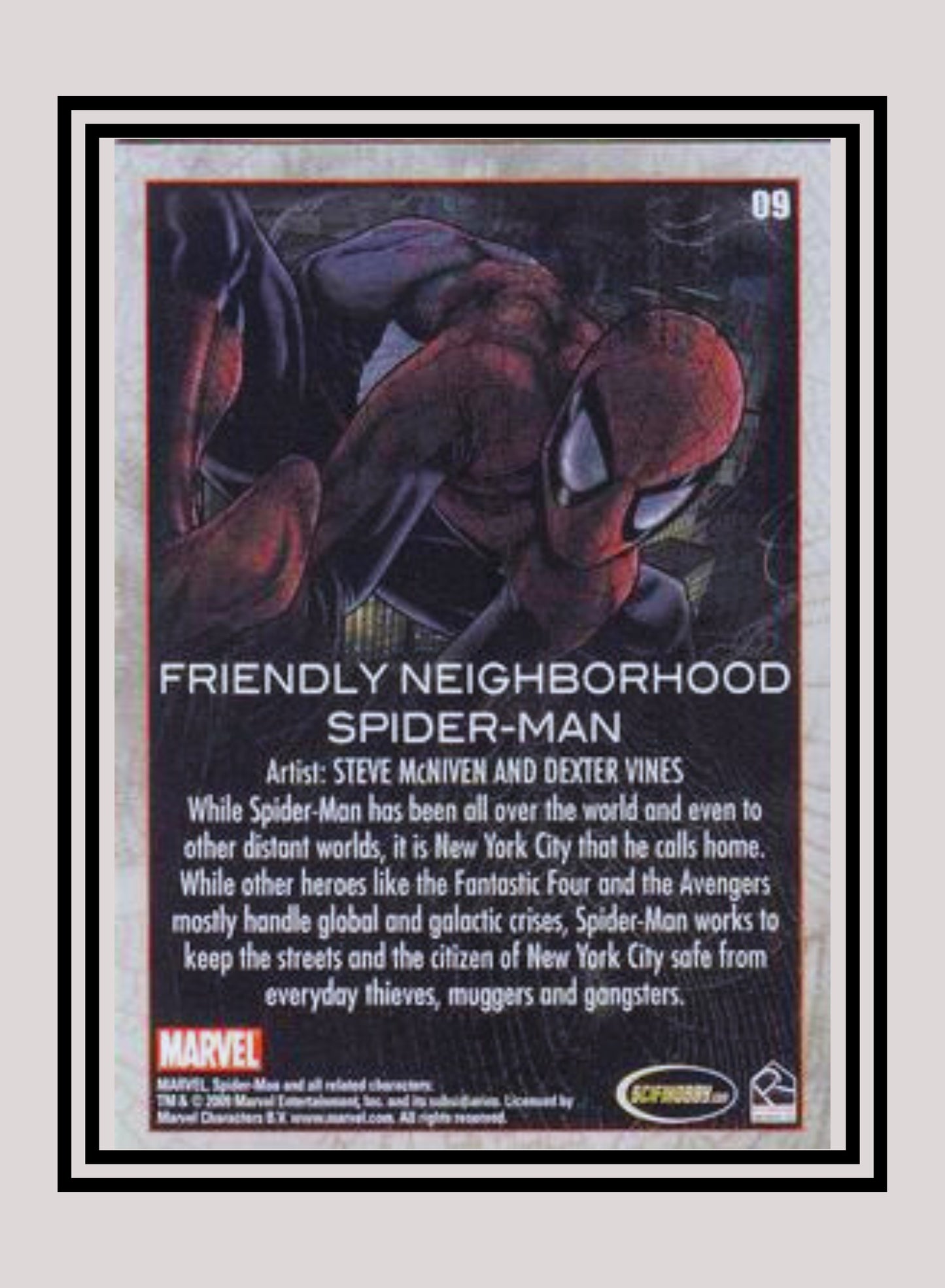 Marvel! 1x Friendly Neighborhood Spiderman - Base (#09 - 2009 Rittenhouse Spiderman Archives)