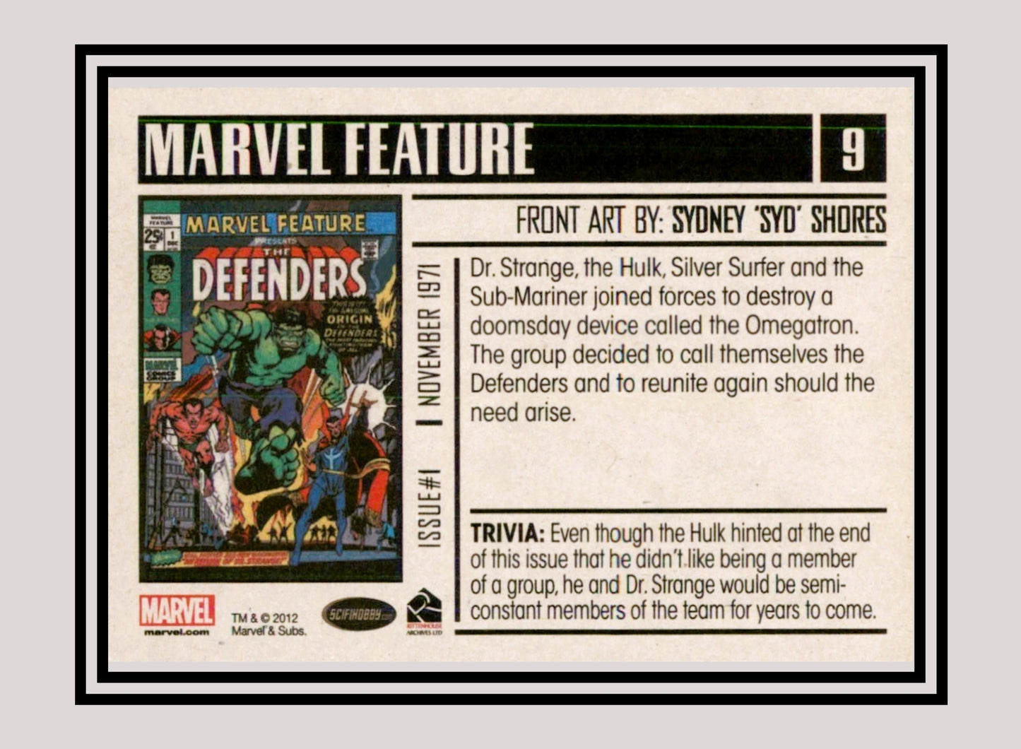 Marvel! 1x Marvel Feature #1: The Defenders - Base (#09 - 2012 Rittenhouse Marvel Bronze Age)