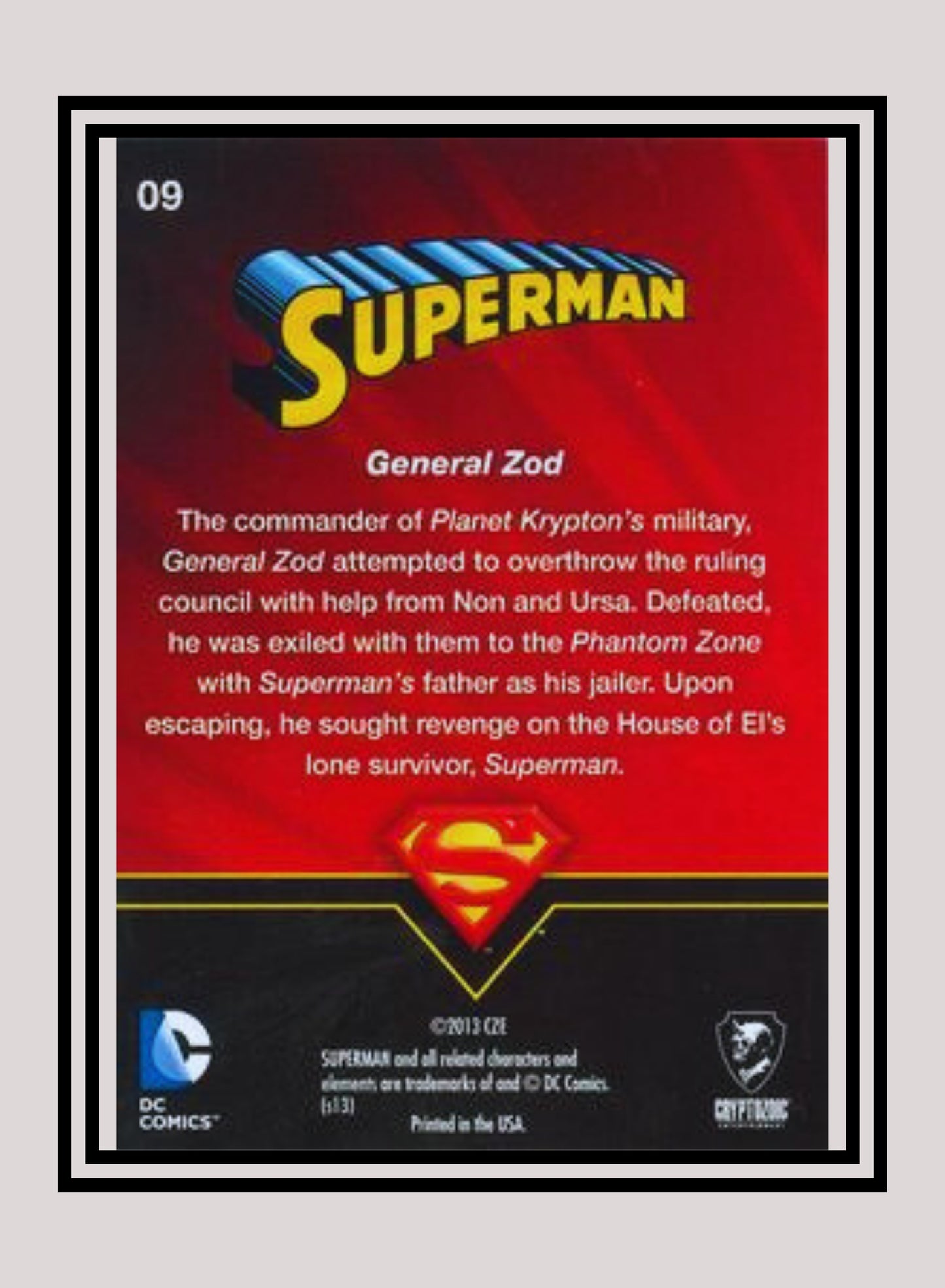 DC! 1x General Zod - Base (#09 - 2013 Cryptozoic DC Superman)