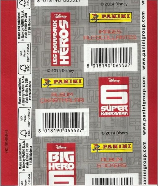 1x 2014 Panini Disney Big Hero 6 - Sticker Pack (SEALED)