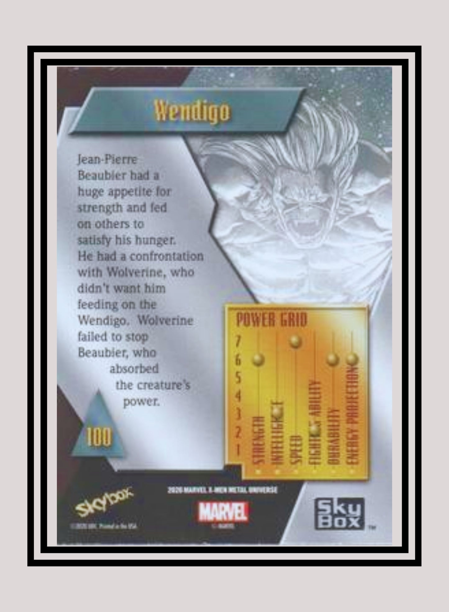 Marvel! 1x Wendigo - Base Low Series (#100 - 2021 Upper Deck X-Men Metal Universe)