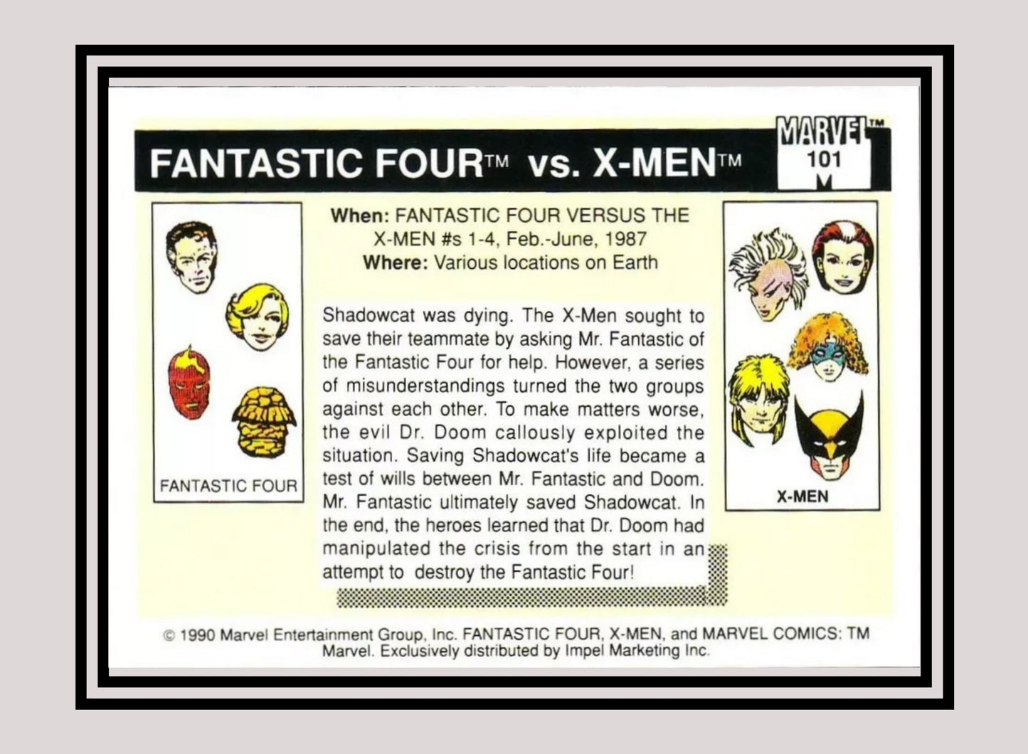 Marvel! 1x Fantastic Four vs. X-Men - Base (#101 - 1990 Impel Marvel Universe Series I)