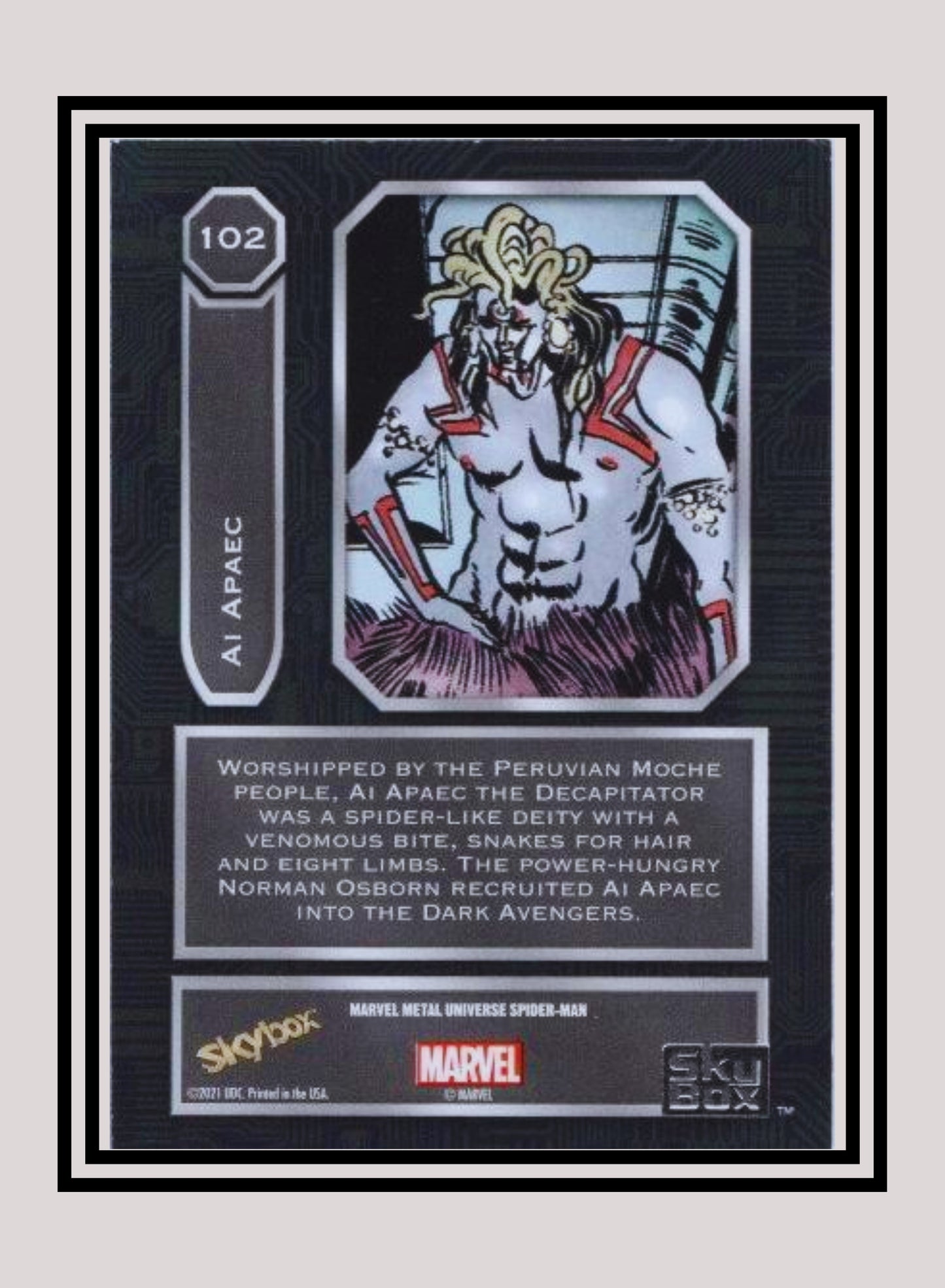 Marvel! 1x Ai Apaec - Base High Series (#102 - 2021 Upper Deck Spiderman Metal Universe)