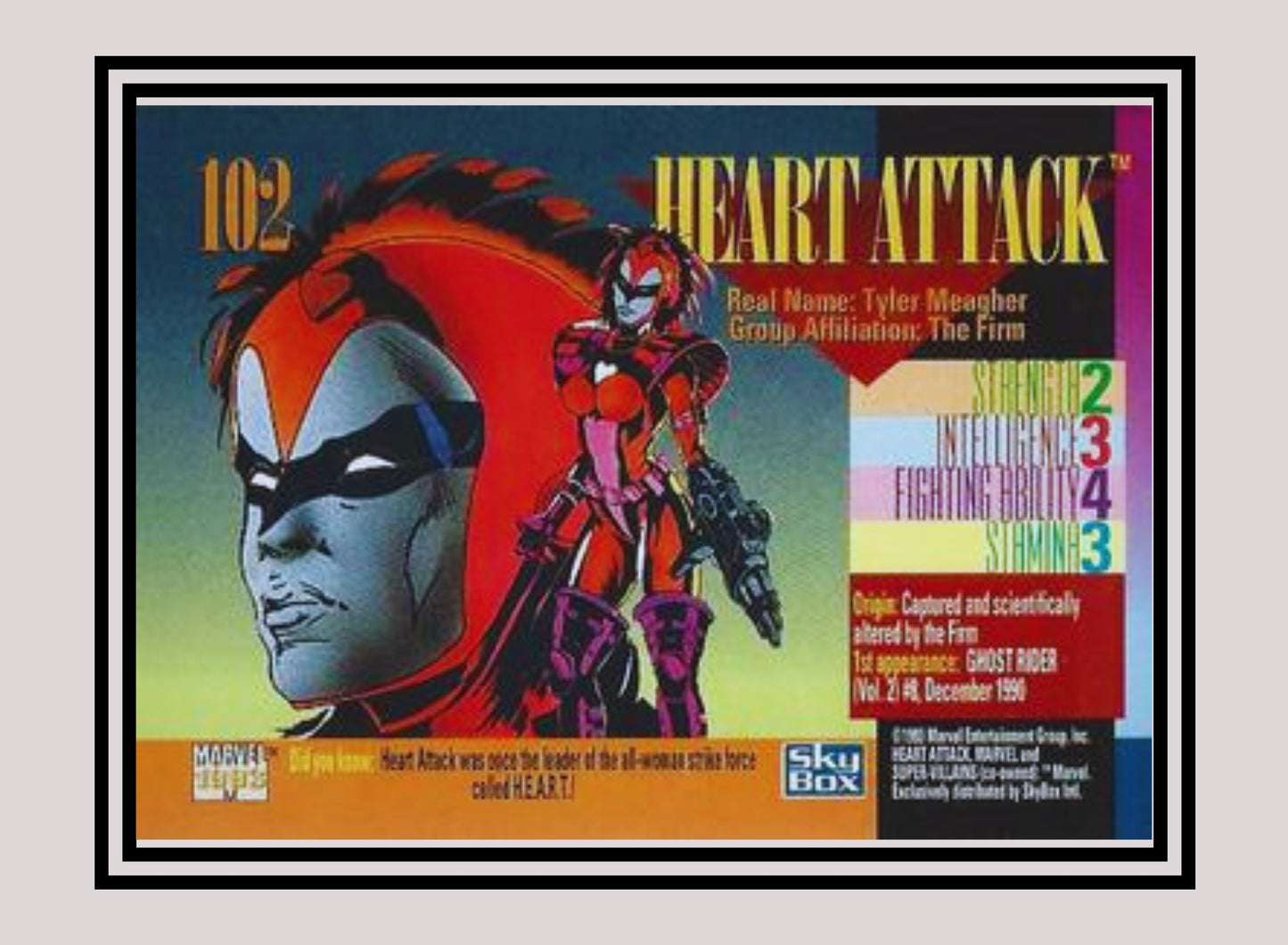 Marvel! 1x Heart Attack - Base (#102 - 1993 Skybox Marvel Universe Series 4)